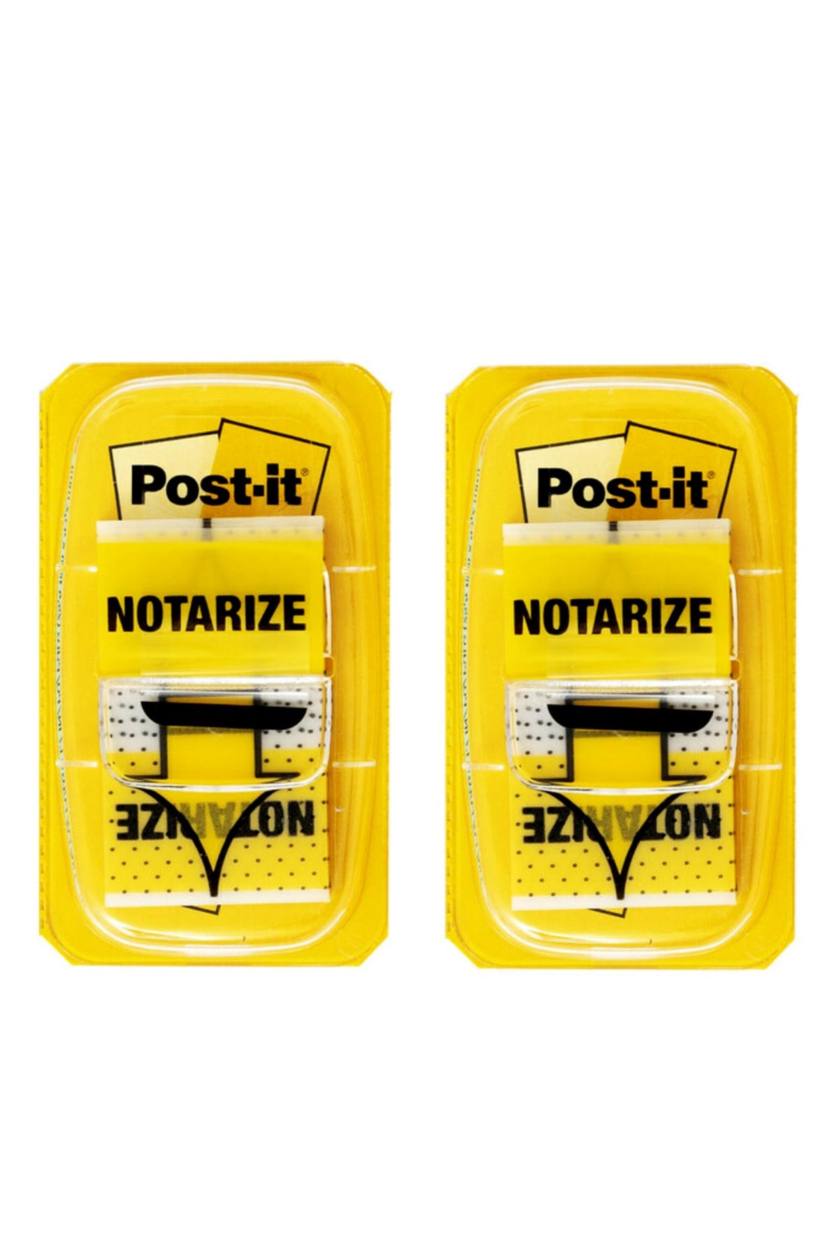 Post-it Notarize Flags, 50/Dispenser, 2 Dispensers/Pack, 1 in Wide, Yellow (680-NZ2)