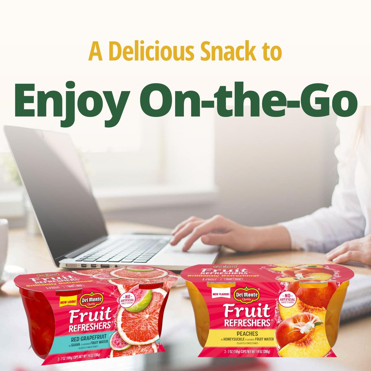 Del Monte Fruit Refreshers Peaches in Honeysuckle Flavored Fruit Water, 7 Ounce - 2 Count (Pack of 6)