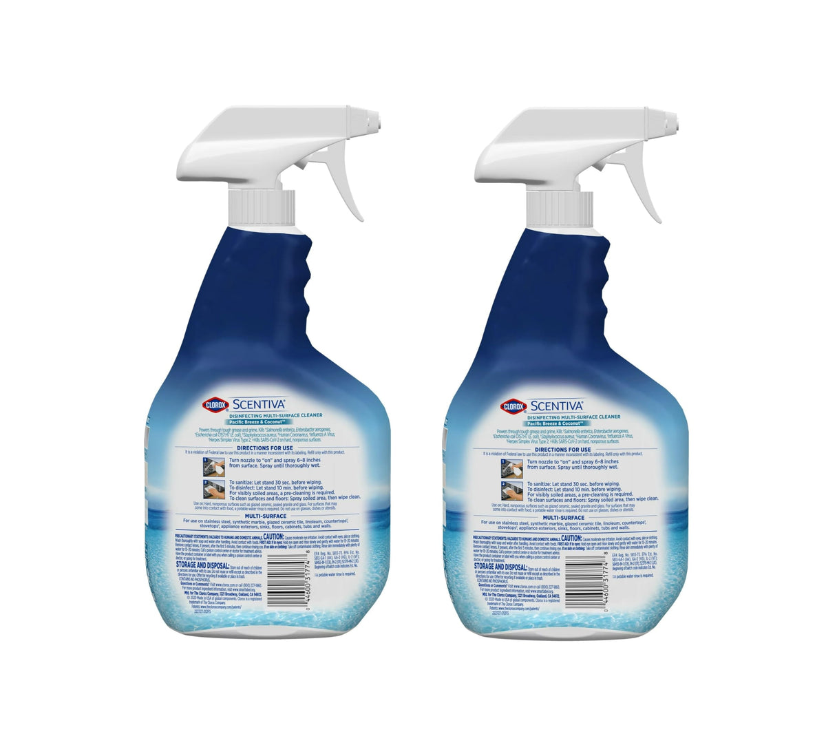 Clorox Scentiva Multi-Surface Cleaner, Pacific Breeze & Coconut, 32 fl oz (2)