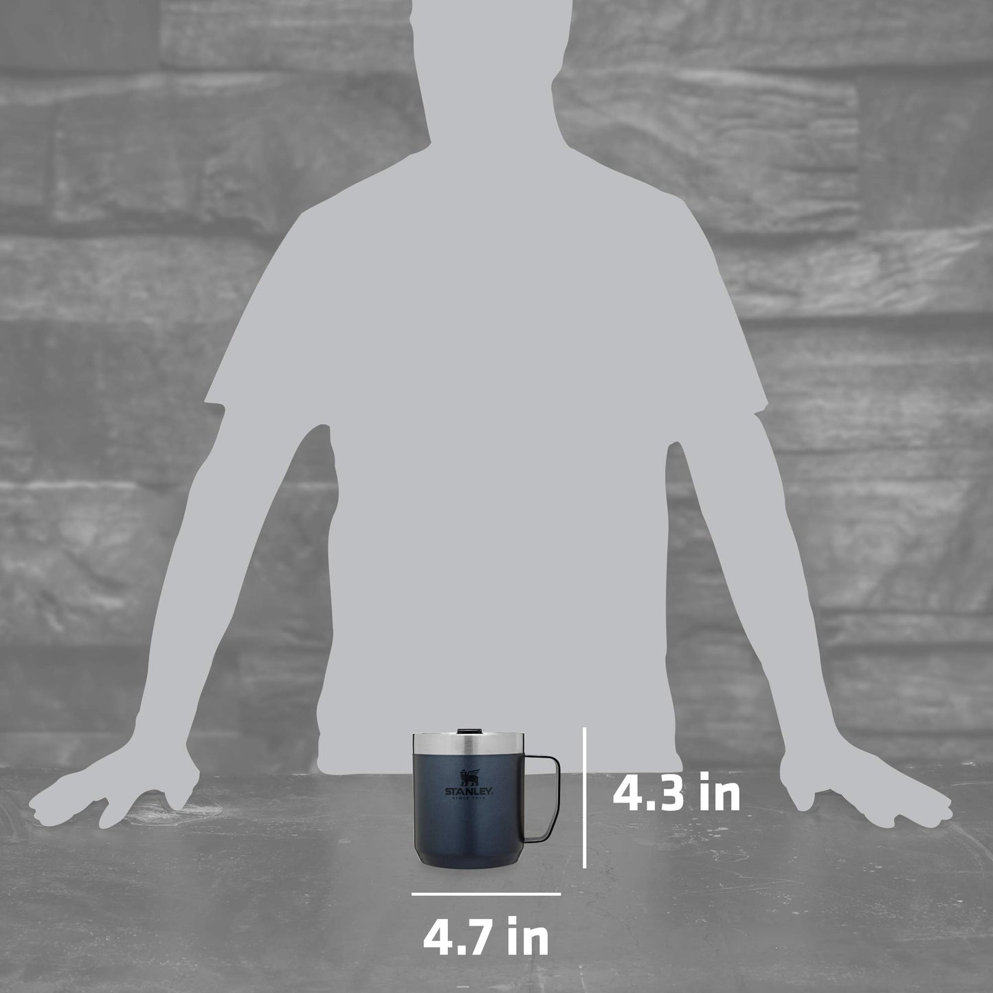 Stanley Stay-Hot Camp Mug 12 oz | Press Fit Drink Through Lid | Cup for Coffee, Tea and Drinks | Insulated Stainless Steel Coffee Mug | BPA-Free | Nightfall