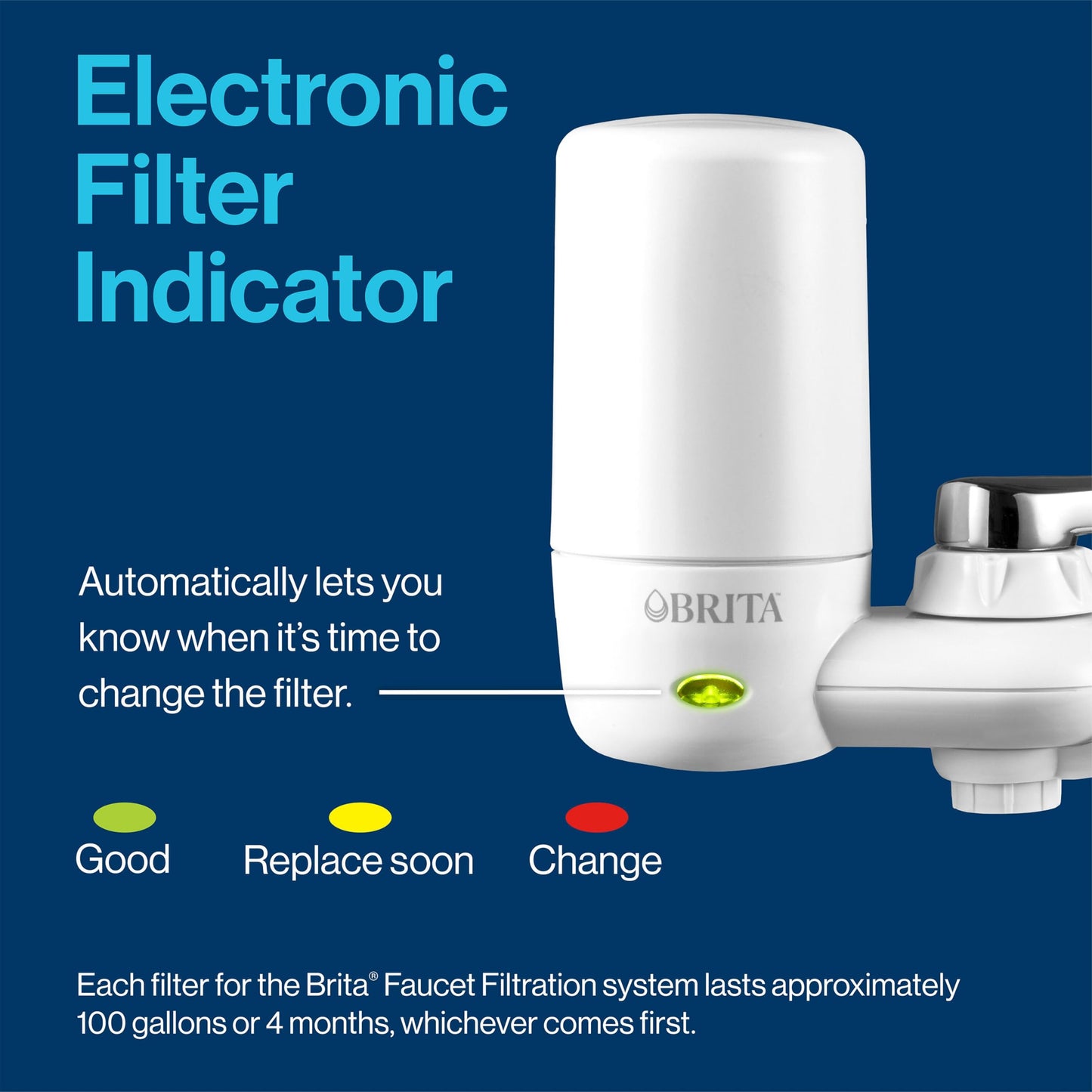 Brita Faucet Mount System, Water Faucet Filtration System with Filter Change Reminder, Reduces 99% of Lead, Made Without BPA, Elite Advanced, White, Includes 2 Replacement Filters