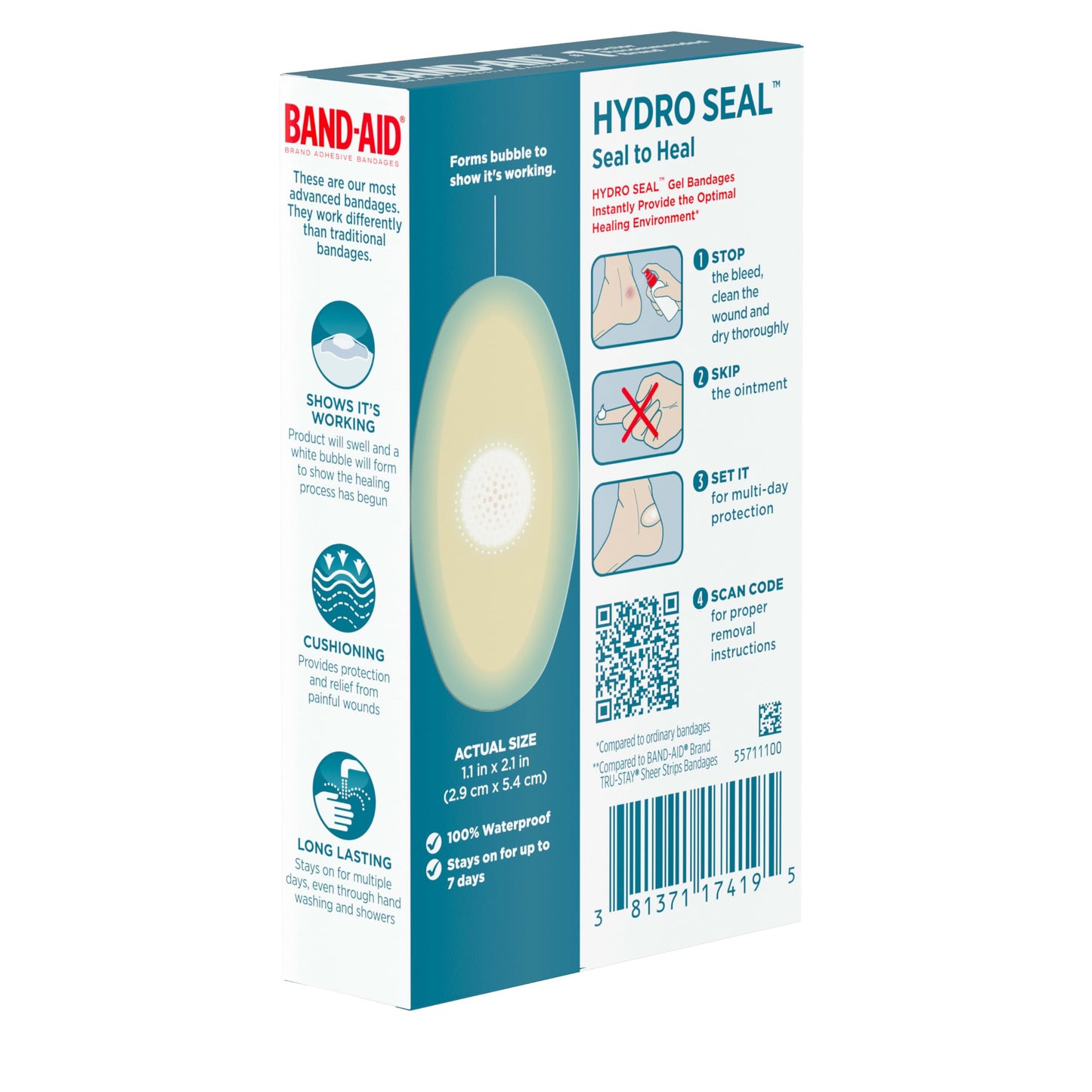 Band-Aid Brand Hydro Seal Adhesive Bandages for Heel Blisters, Waterproof Blister Pad and Hydrocolloid Gel Bandage, Sterile and Long-Lasting, 6 ct