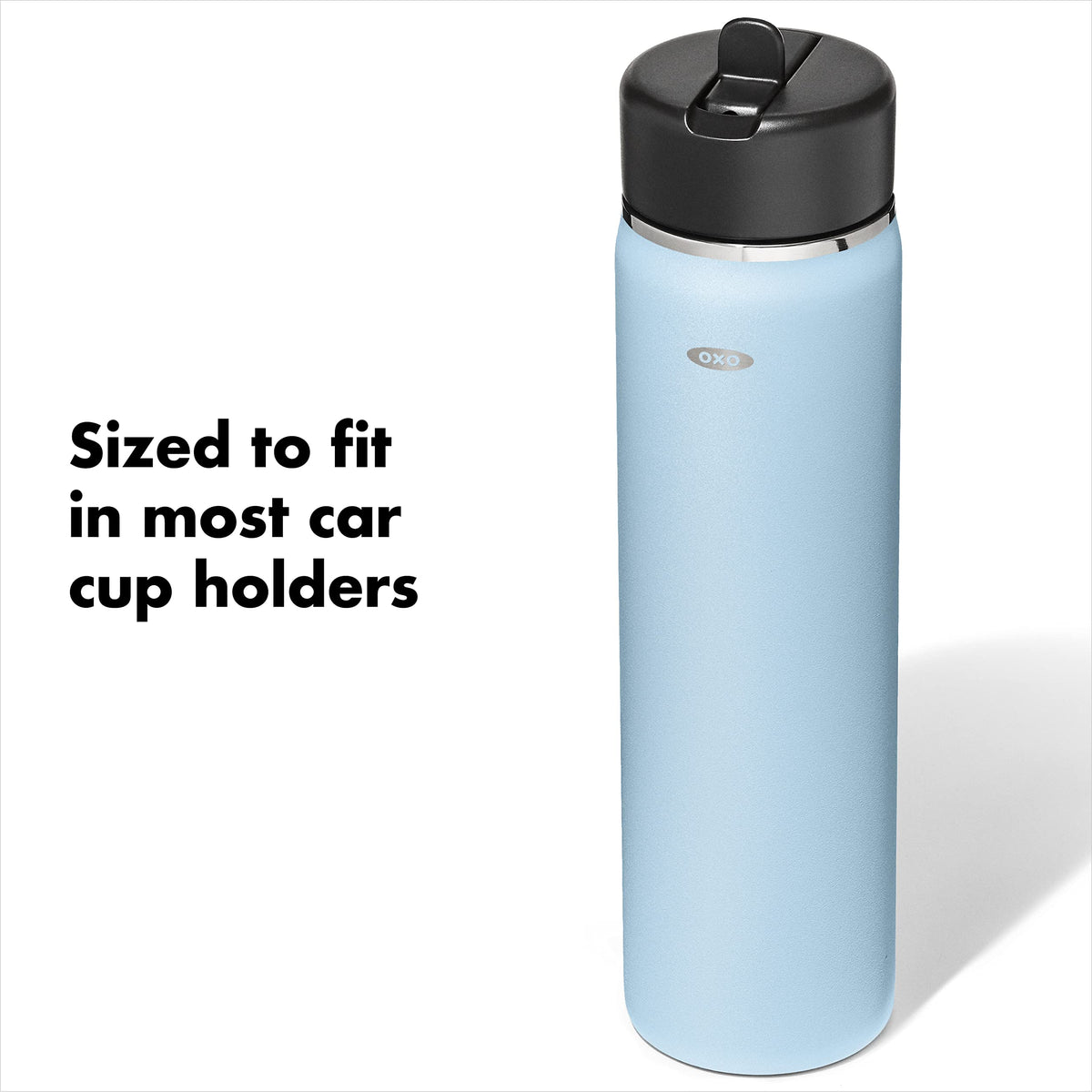 OXO Strive 24oz Wide Mouth Water Bottle with Straw Lid - Topaz Blue