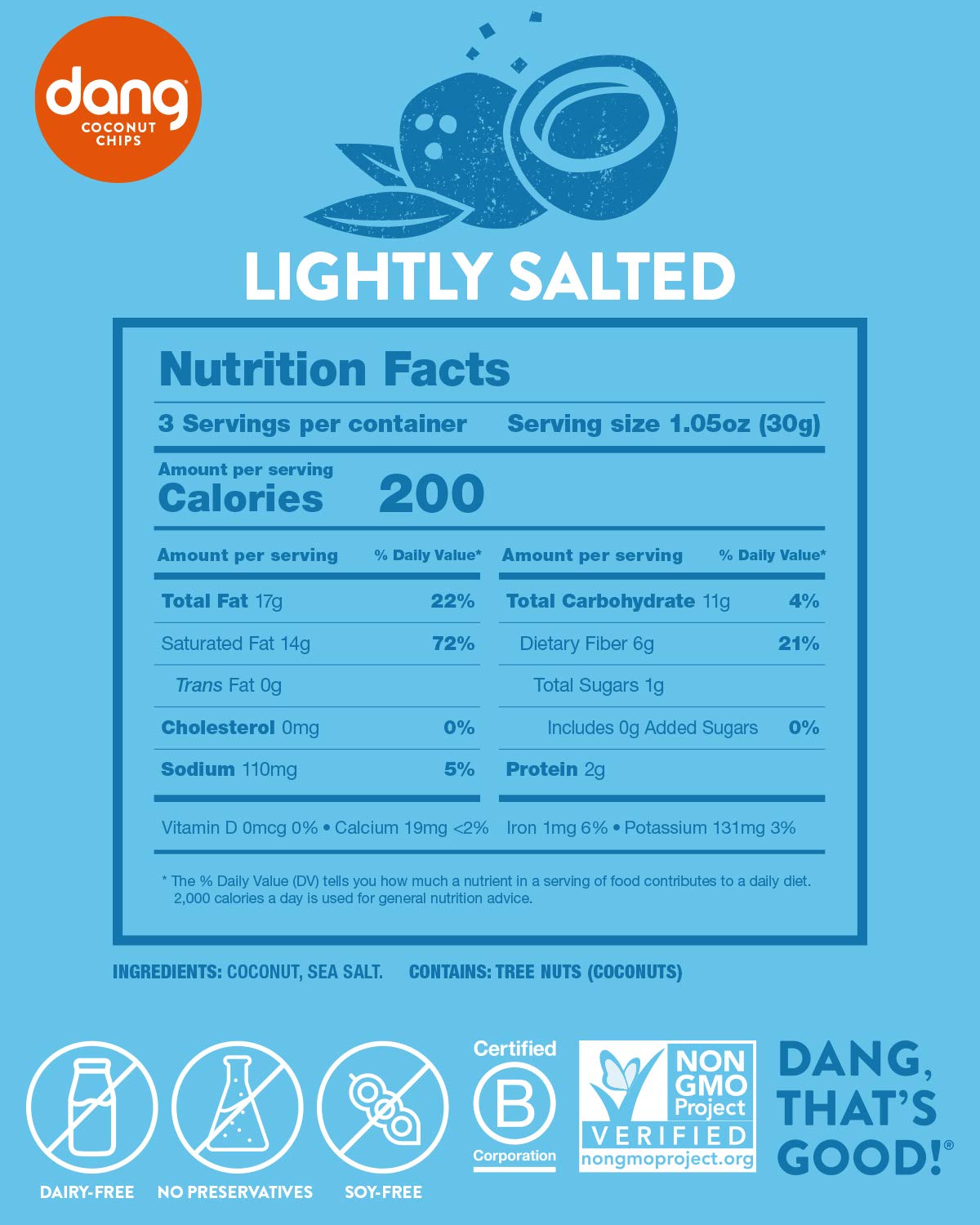 DANG Keto Toasted Coconut Chips | Lightly Salted Unsweetened | 4 Pack | Keto Certified, Vegan, Gluten Free, Paleo Friendly, Non Gmo, Healthy Snacks Made With Whole Foods | 3.17 Oz Resealable Bags