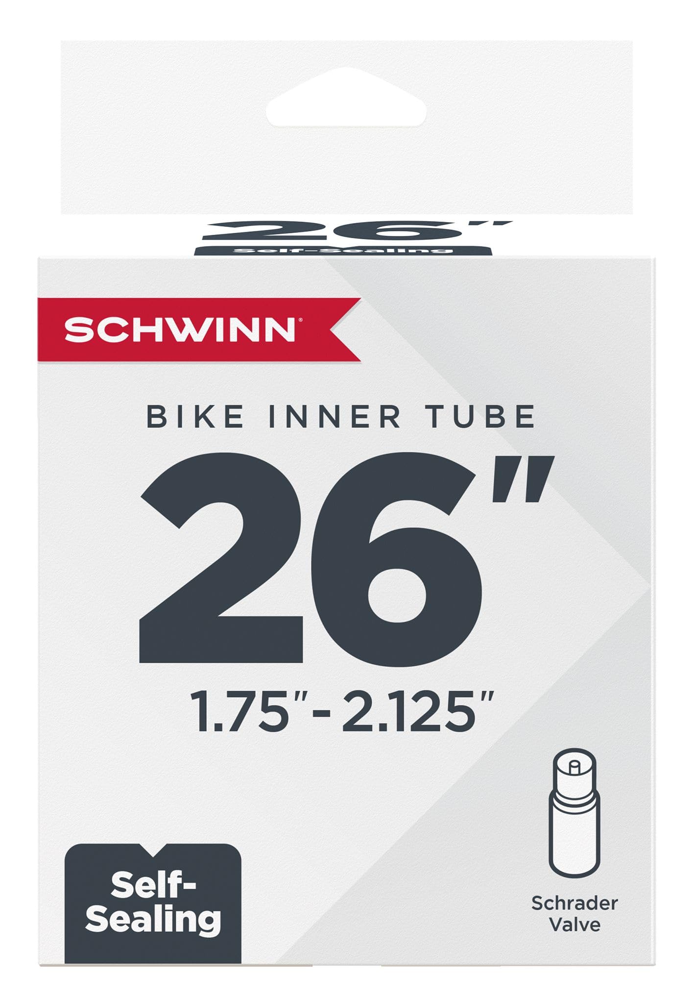 Schwinn Replacement Bike Tire Tube, 26 x 1.75-2.125 inch Bike Inner Tube, Self Sealing, Schrader Valve, Durable Construction, Replacement for 26” Mountain or Cruiser Bicycle Tires