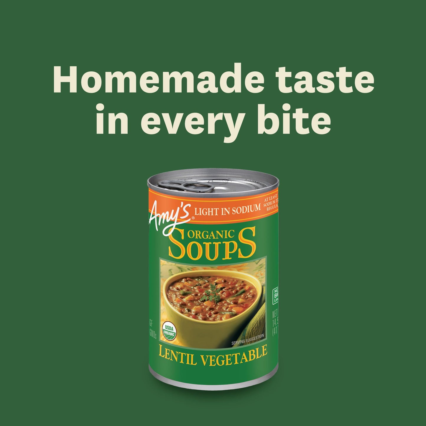 Amy’s Soup, Vegan Light in Sodium Lentil Vegetable Soup, Gluten Free, Made With Organic Vegetables, Canned Soup, 14.5 Oz (12 Pack)