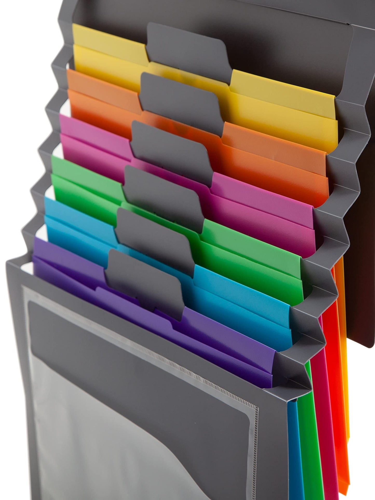 SMEAD Cascading Wall Organizer, 6 Removable Folder Pockets, Letter Size, Gray/Bright Pockets (92060)