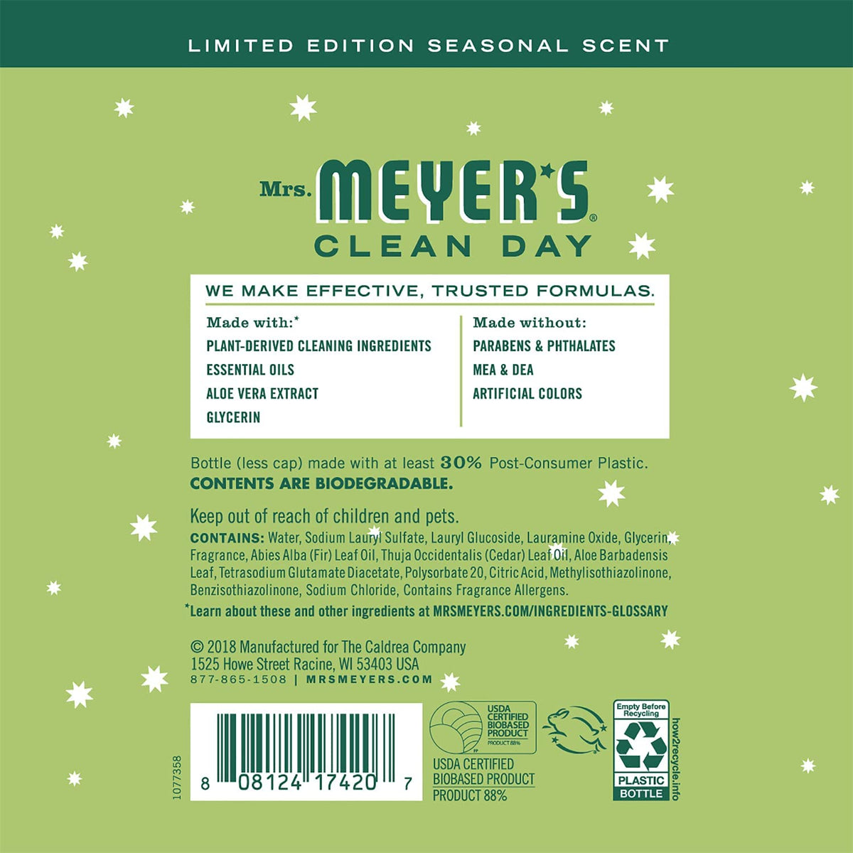 Mrs. MEYER'S Kitchen Set, Dish Soap, Hand Soap, and Multi-Surface Cleaner, 3 CT (Iowa Pine)