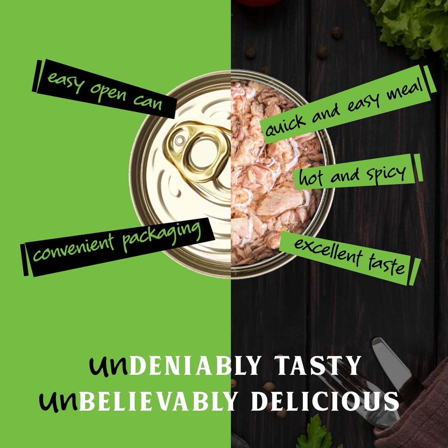 unMEAT Plant Based Tuna Style Flakes | Easy to Prepare Vegan Canned Tuna | Hot & Spicy, 12 pack