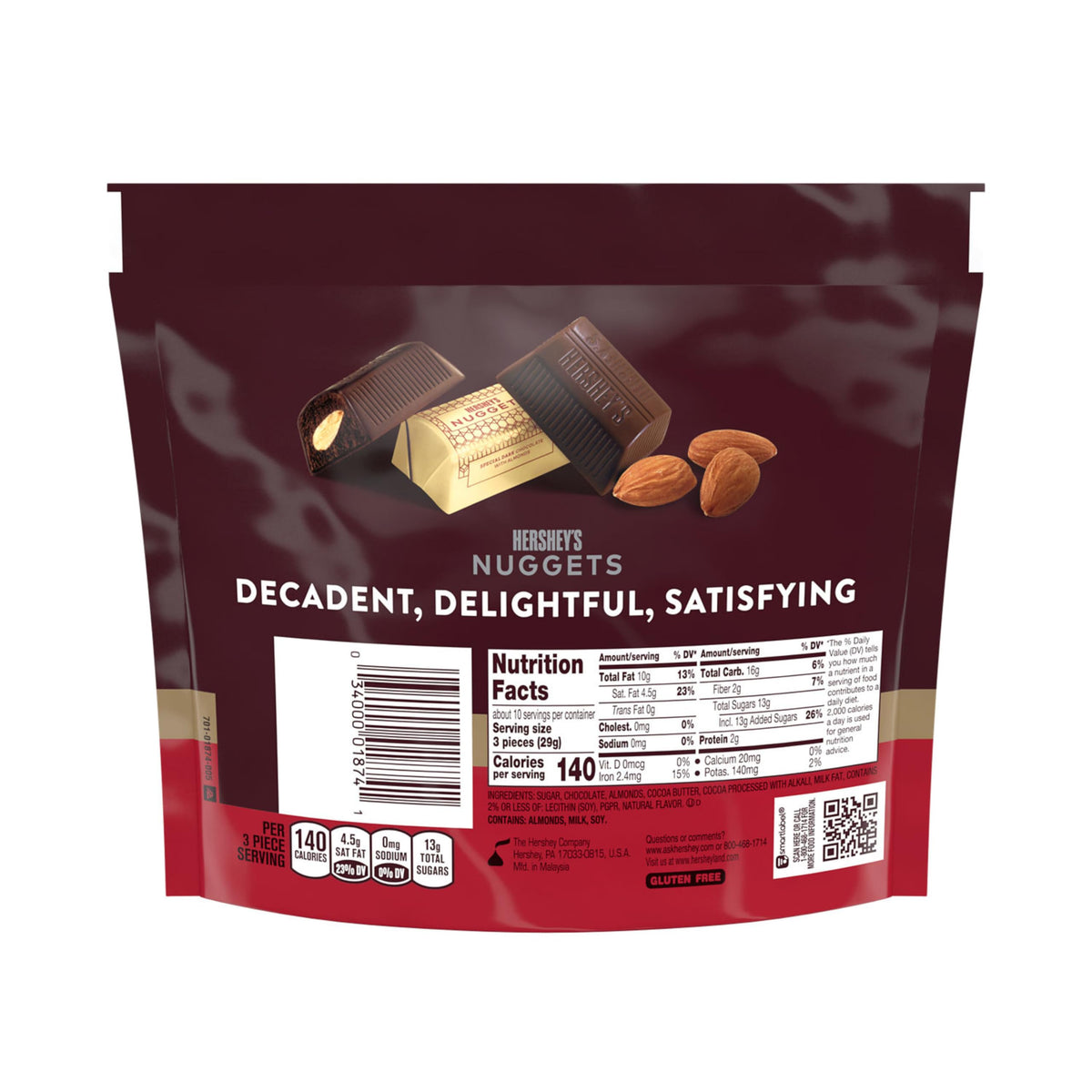 HERSHEY'S NUGGETS SPECIAL DARK Chocolate with Almonds Candy Share Pack, 10.1 oz