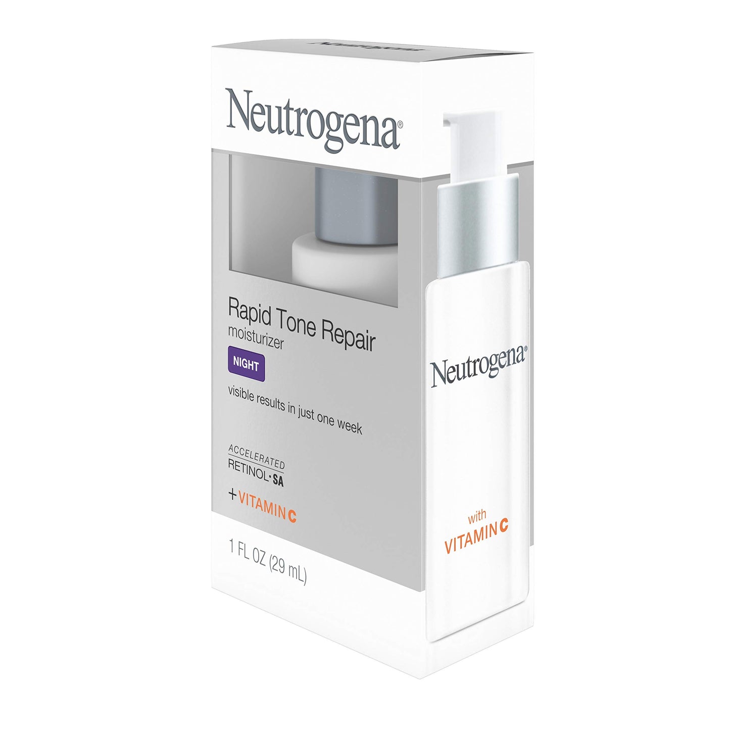 Neutrogena Rapid Tone Repair Night Cream with Retinol, Vitamin C and Hyaluronic Acid - Anti Wrinkle Face and Neck Moisturizer - Vitamin C, Retinol, Glycerin, Hyaluronic Acid, 1 fl. Oz