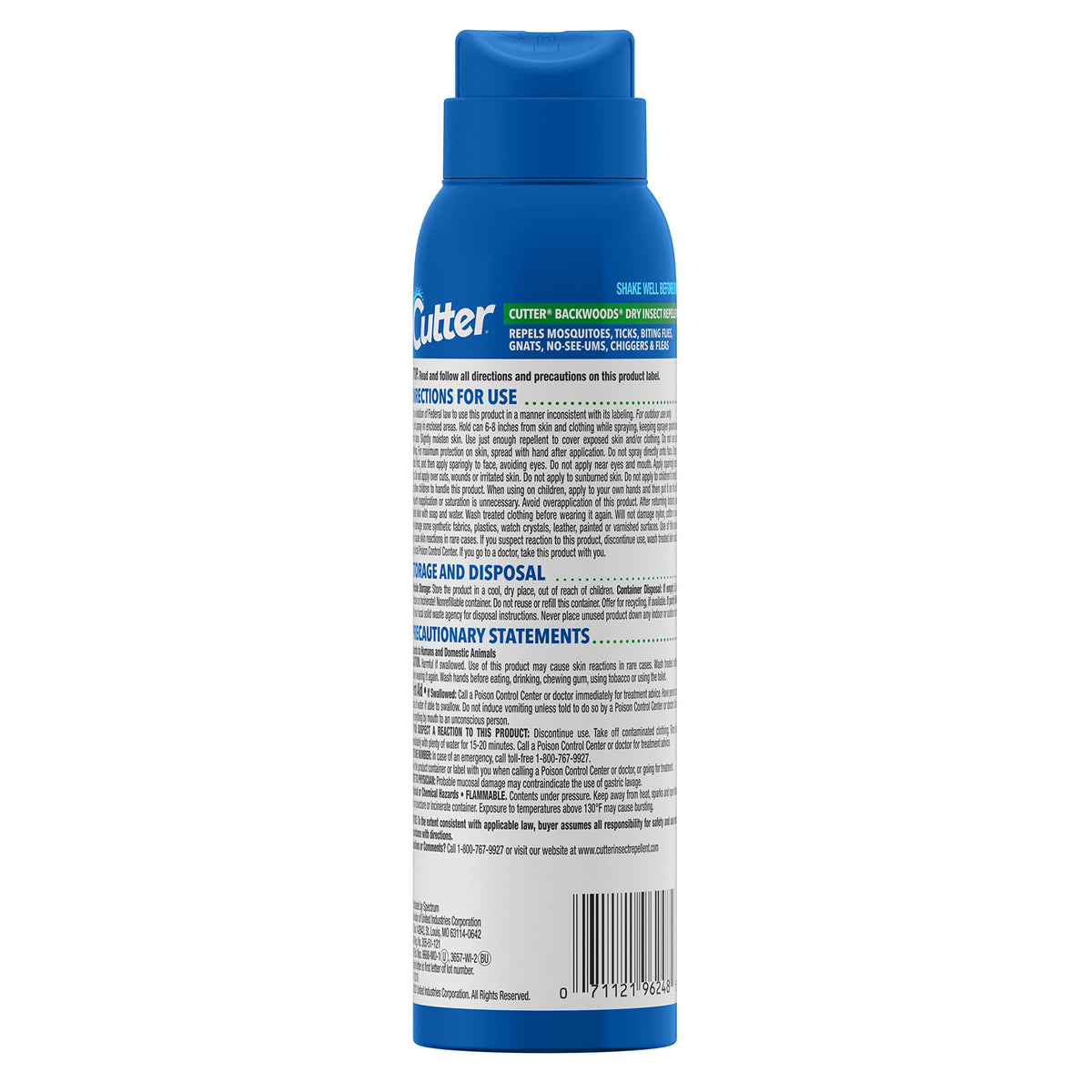 Cutter Backwoods Dry Insect Repellent, Aerosol, 4-Ounce