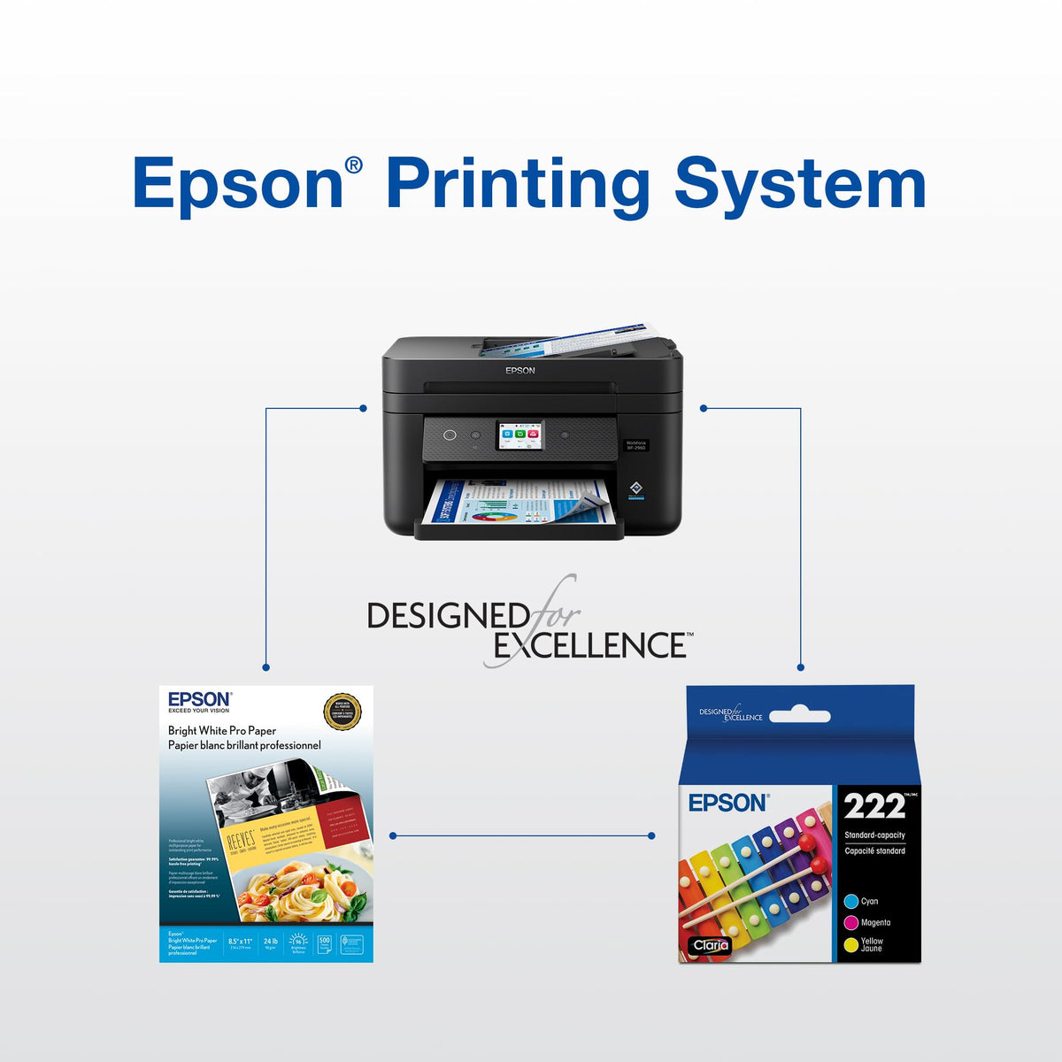 Epson 222 Claria Ink Standard Capacity Cyan Cartridge (T222220-S) Works with Workforce WF-2960, Expression XP-5200