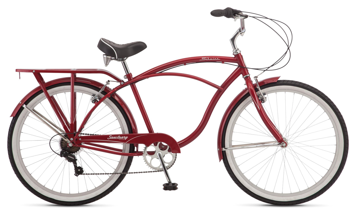 Schwinn Sanctuary 7 Comfort Beach Cruiser Bike for Adult Women Men, 7-Speed Drivetrain in Retro-Styled 18-Inch Steel Step-Over Frame, 26-Inch Wheels, with Front & Rear Fenders, Rear Cargo Rack