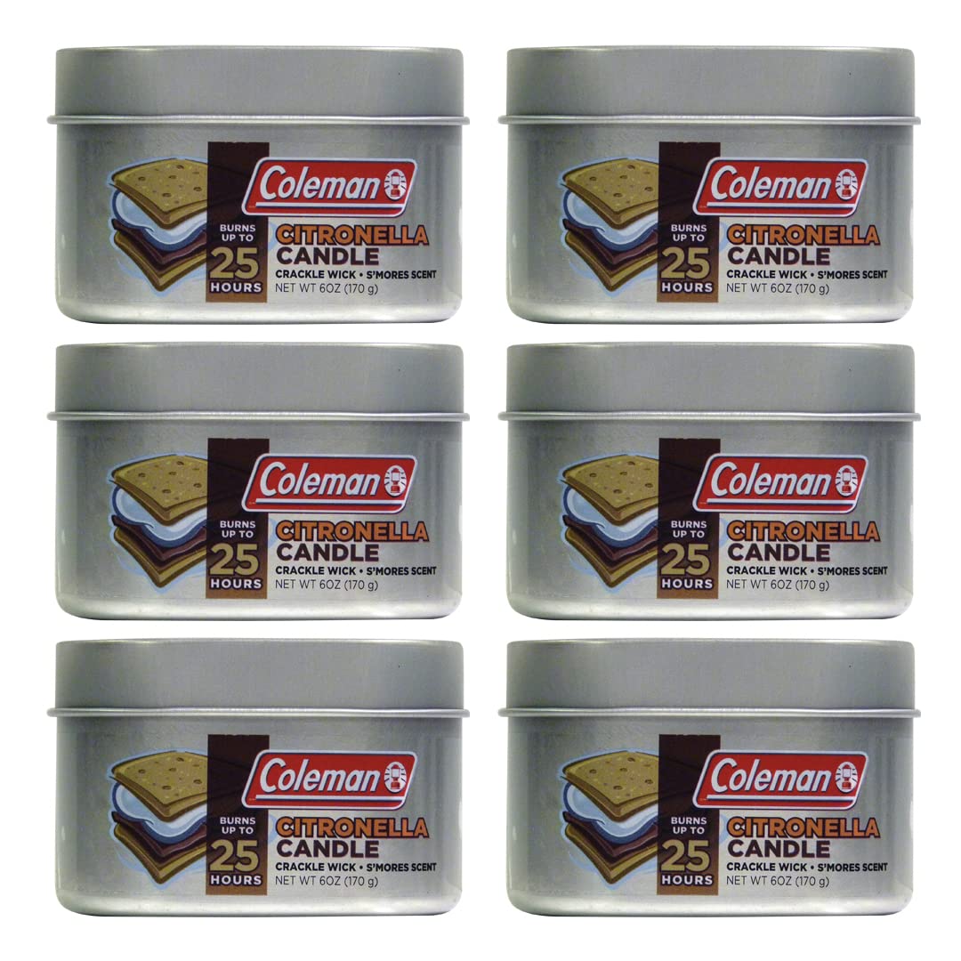 Coleman Scented Outdoor Citronella Candle with Wooden Crackle Wick - 6 oz (Pack of 6)