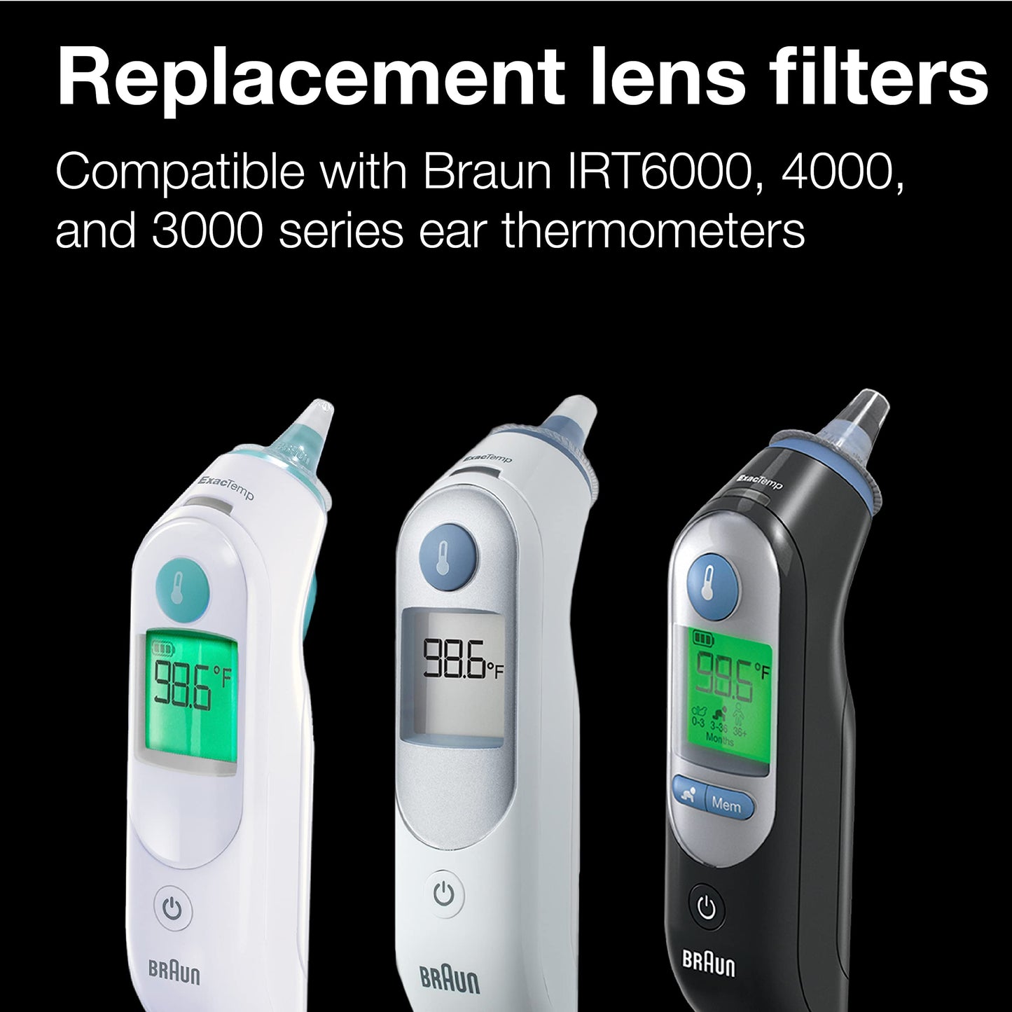 Braun ThermoScan Lens Filters for Ear Thermometer, Disposable Covers, Clear, 40 Count, FSA and HSA Eligible