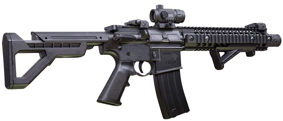 Crosman Full Auto SBR CO2-Powered BB Air Rifle with Dual Action Capability And Red Dot Sight, Black/Scope, DSBRX