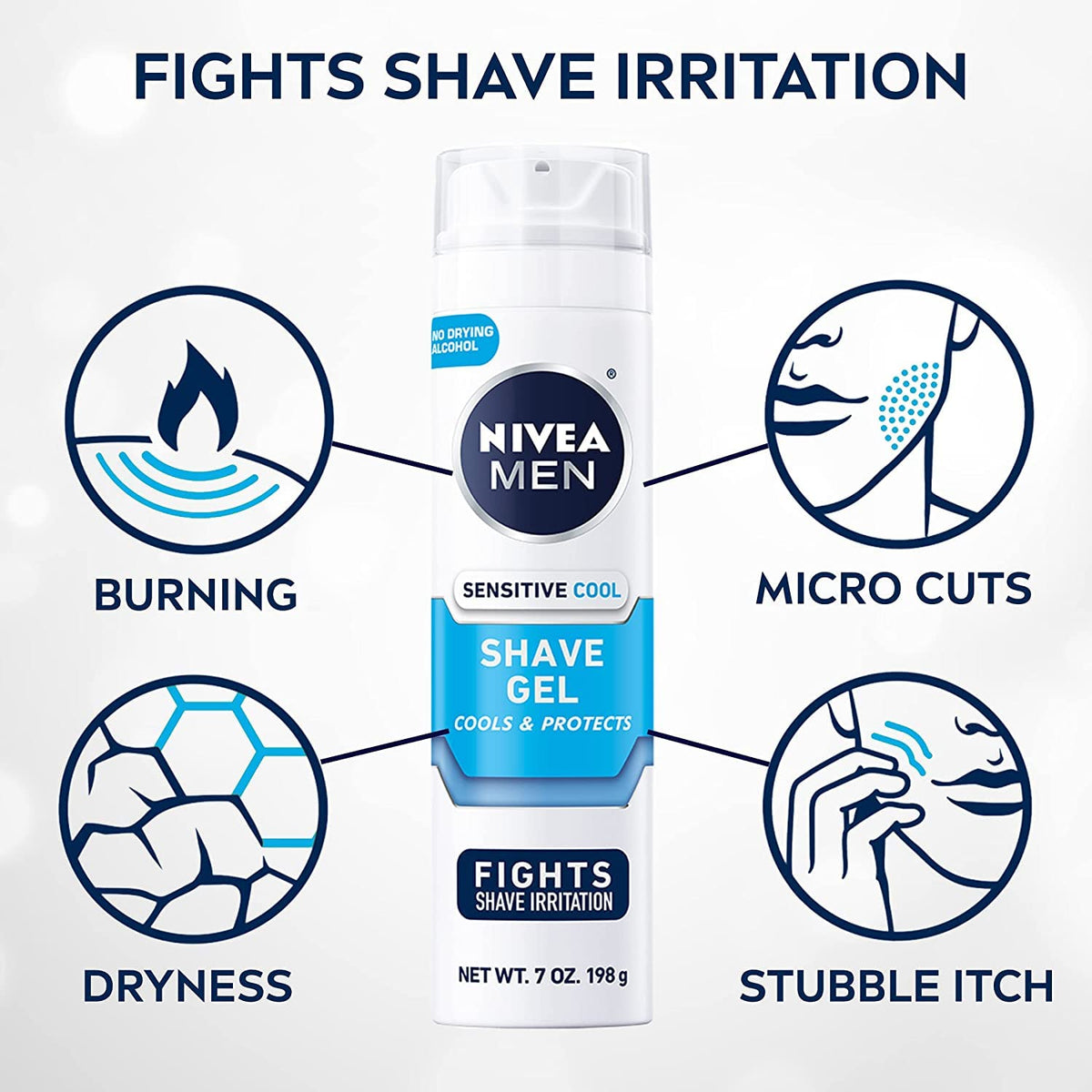 NIVEA FOR MEN Sensitive Cooling Shaving Gel 7 oz (Pack of 6)