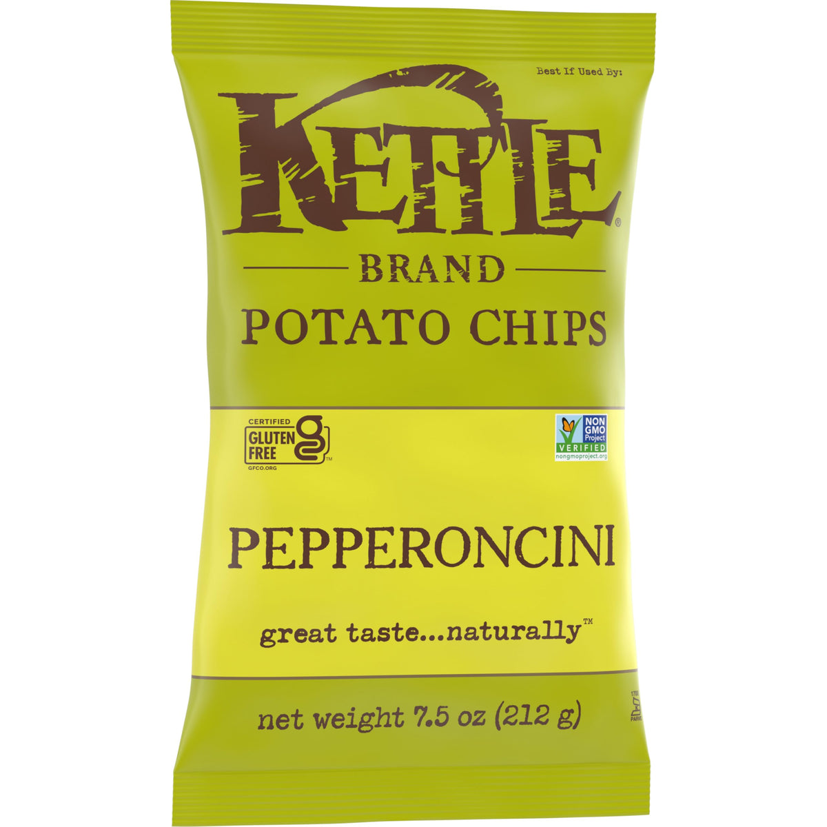 Kettle Brand Potato Chips, Pepperoncini Kettle Chips, 7.5 Oz (Pack of 12)