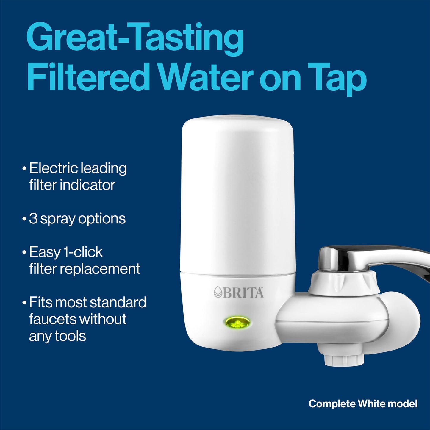 Brita Faucet Mount System, Water Faucet Filtration System with Filter Change Reminder, Reduces 99% of Lead, Made Without BPA, Elite Advanced, White, Includes 2 Replacement Filters