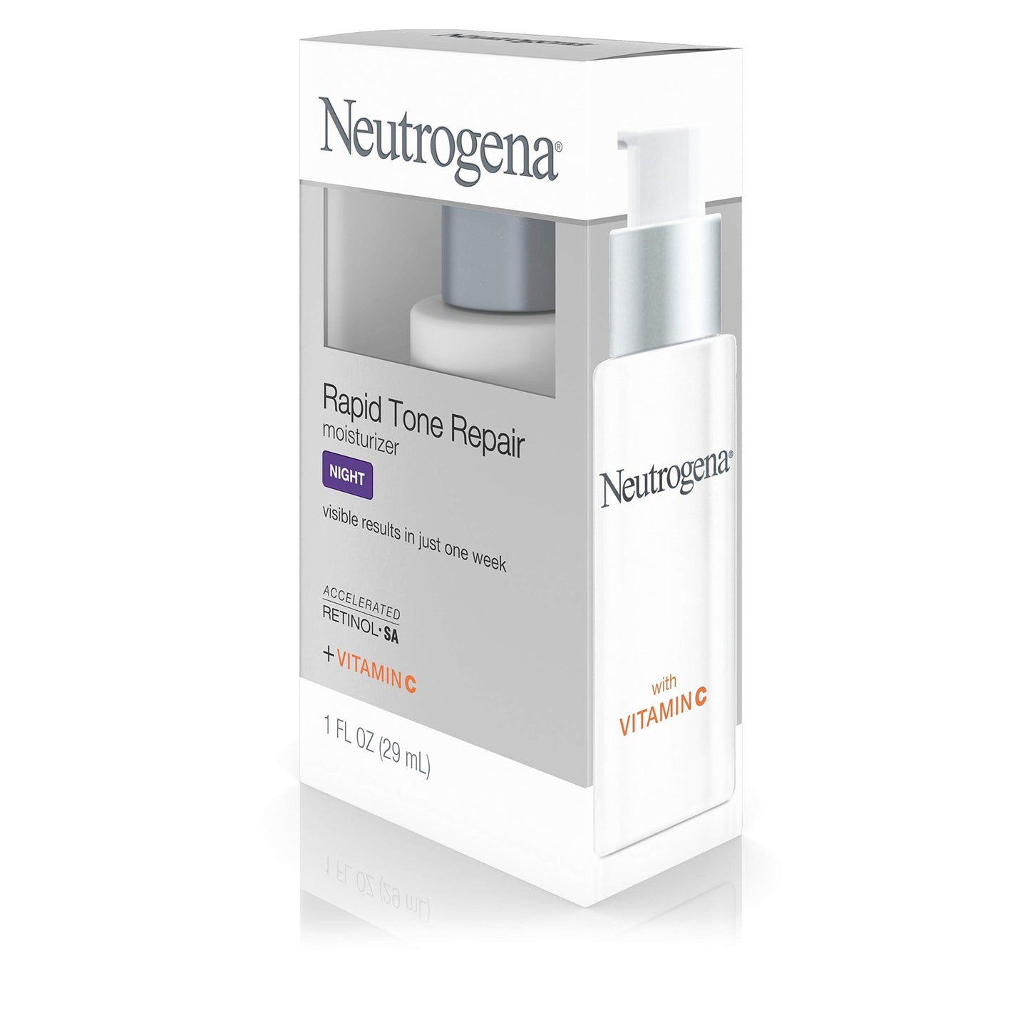 Neutrogena Rapid Tone Repair Night Cream with Retinol, Vitamin C and Hyaluronic Acid - Anti Wrinkle Face and Neck Moisturizer - Vitamin C, Retinol, Glycerin, Hyaluronic Acid, 1 fl. Oz
