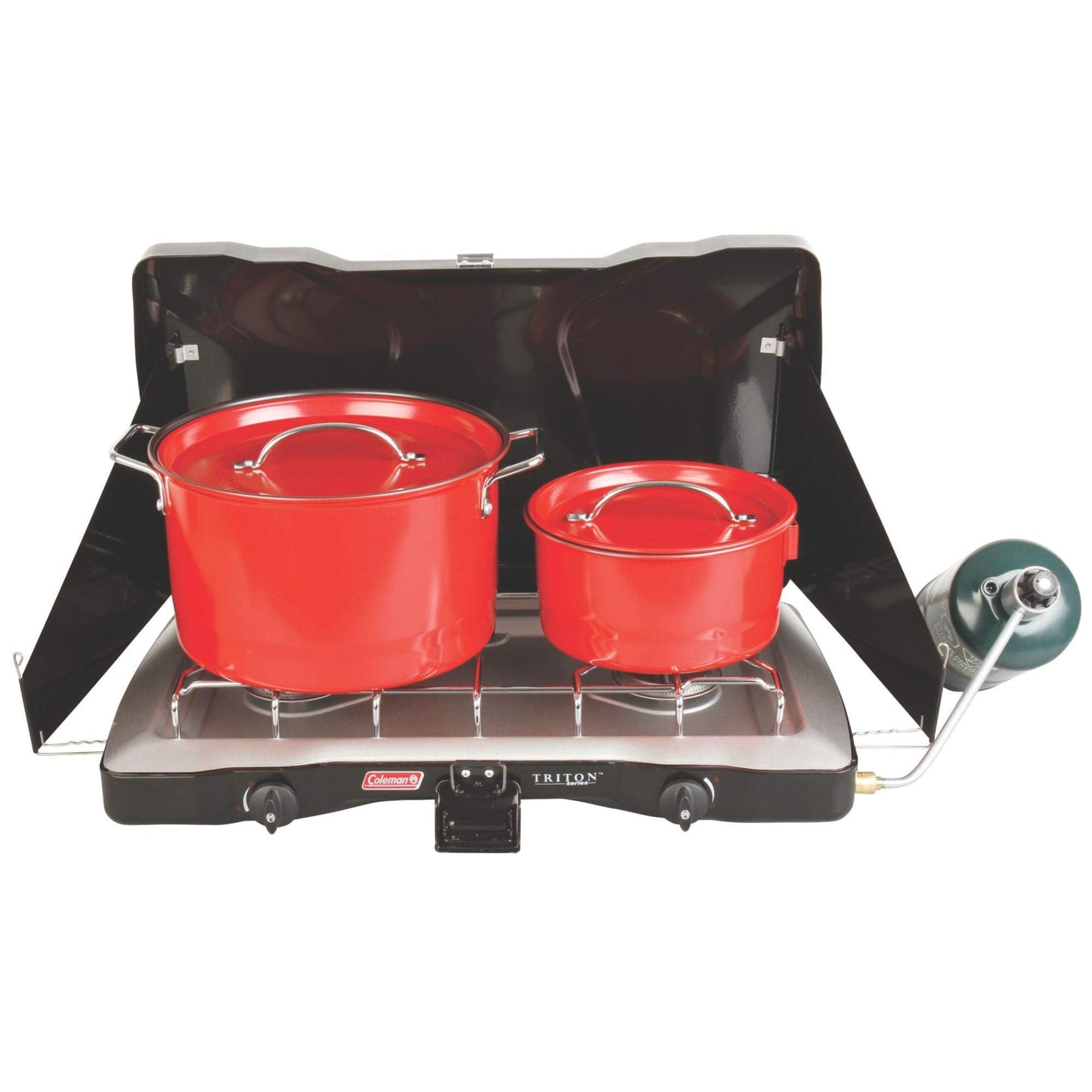 Coleman Triton 2-Burner Propane Stove, Portable Camping Cooktop with 2 Adjustable Burners & Wind Guards, 22,000 BTUs of Power for Camping, Tailgating, Grilling, BBQ, & More