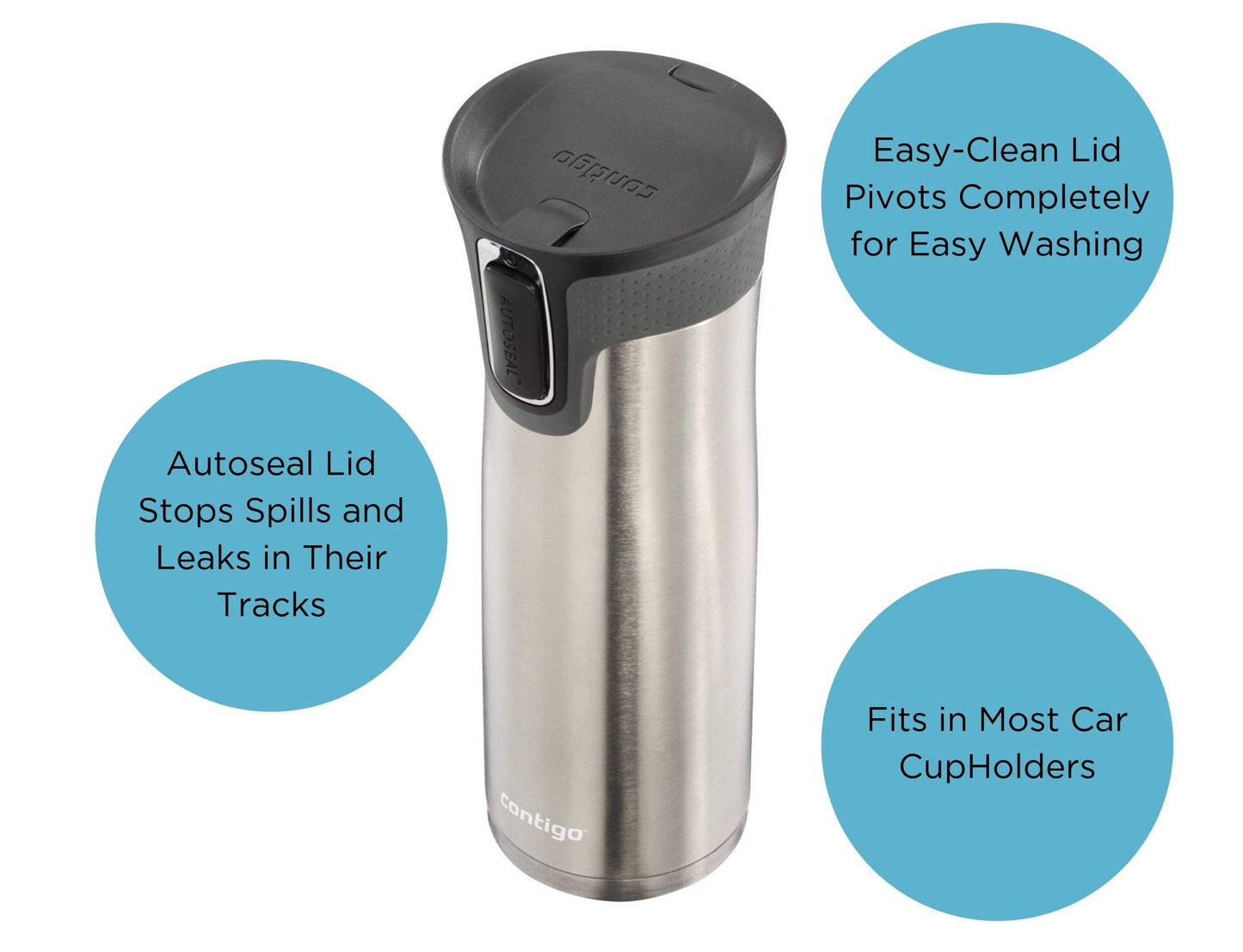 Contigo West Loop Stainless Steel Travel Mug with AUTOSEAL Lid, 24oz., Stainless Steel