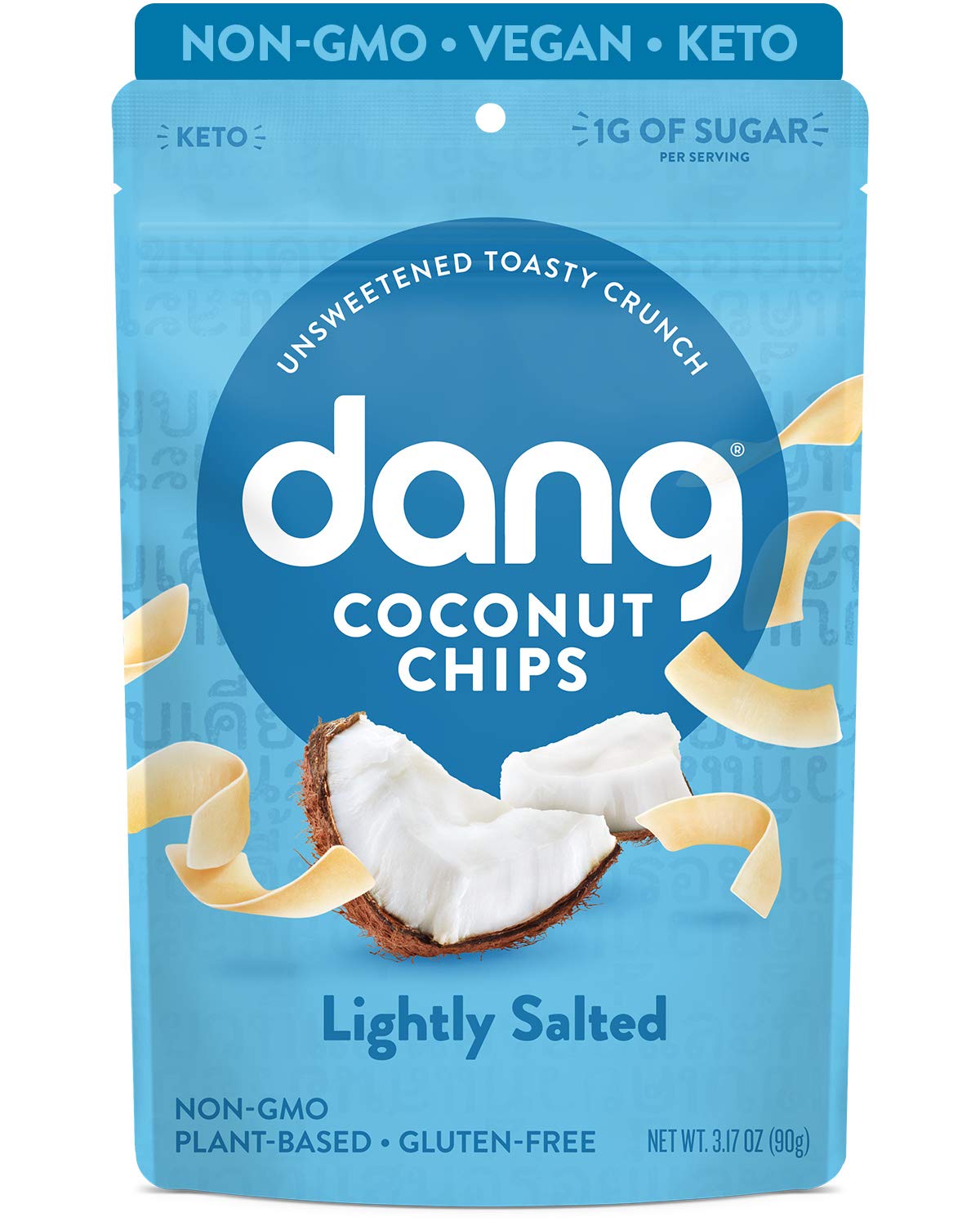 DANG Keto Toasted Coconut Chips | Lightly Salted Unsweetened | 4 Pack | Keto Certified, Vegan, Gluten Free, Paleo Friendly, Non Gmo, Healthy Snacks Made With Whole Foods | 3.17 Oz Resealable Bags