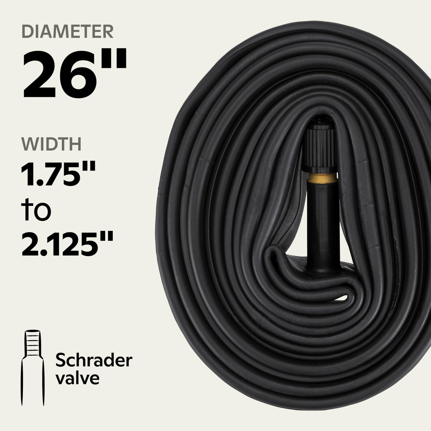 Schwinn Replacement Bike Tire Tube, 26 x 1.75-2.125 inch Bike Inner Tube, Self Sealing, Schrader Valve, Durable Construction, Replacement for 26” Mountain or Cruiser Bicycle Tires