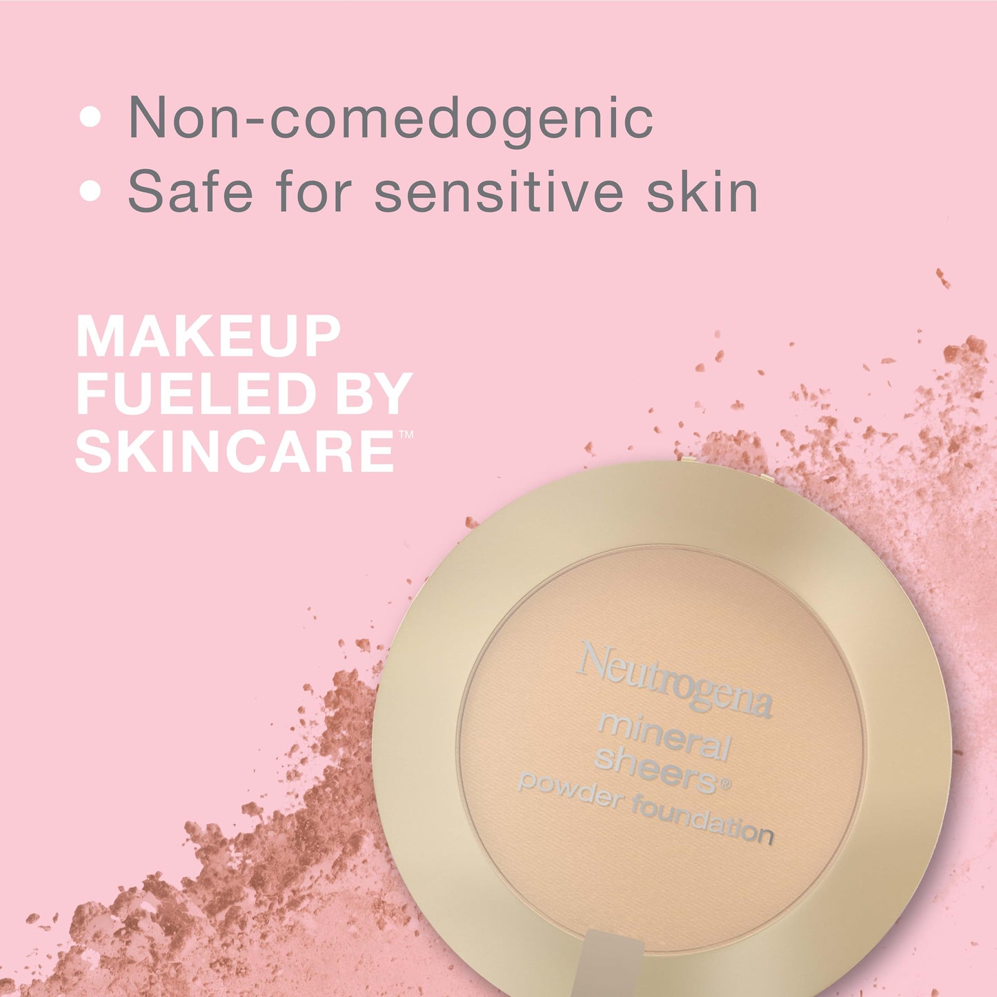 Neutrogena Mineral Sheers Compact Powder Foundation, Lightweight & Oil-Free Mineral Foundation, Fragrance-Free, Nude 40, .34 oz, 2 Pack