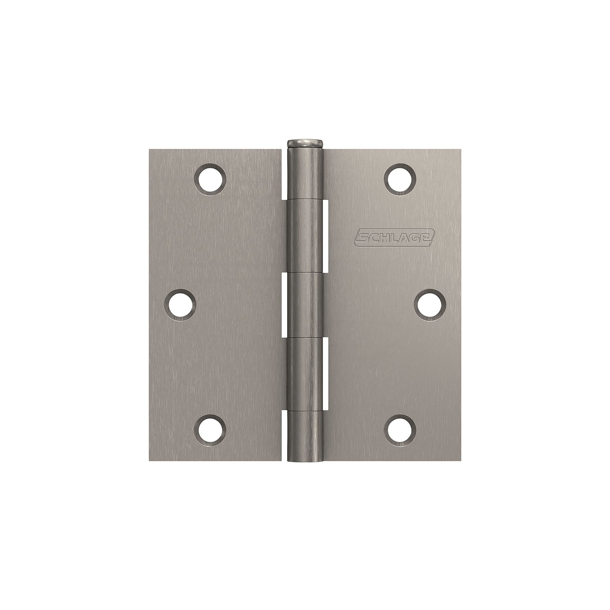 Schlage 3.5" Door Hinge with Square Corner in Satin Nickel (3-Pack)