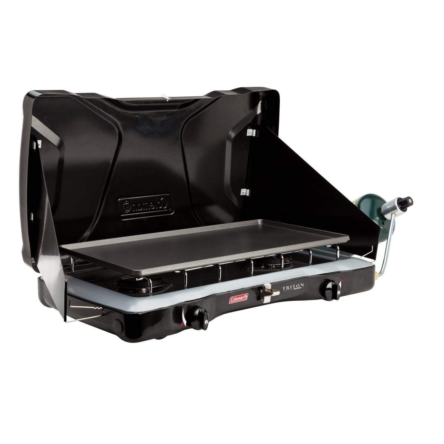 Coleman Triton 2-Burner Propane Stove, Portable Camping Cooktop with 2 Adjustable Burners & Wind Guards, 22,000 BTUs of Power for Camping, Tailgating, Grilling, BBQ, & More