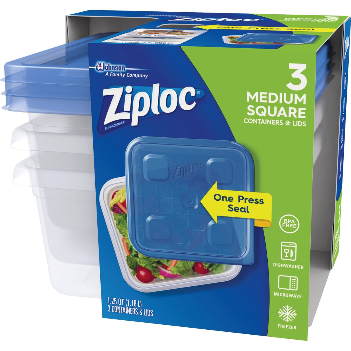 Ziploc® Plastic Food Storage Container Set, Clear, Pack of 3