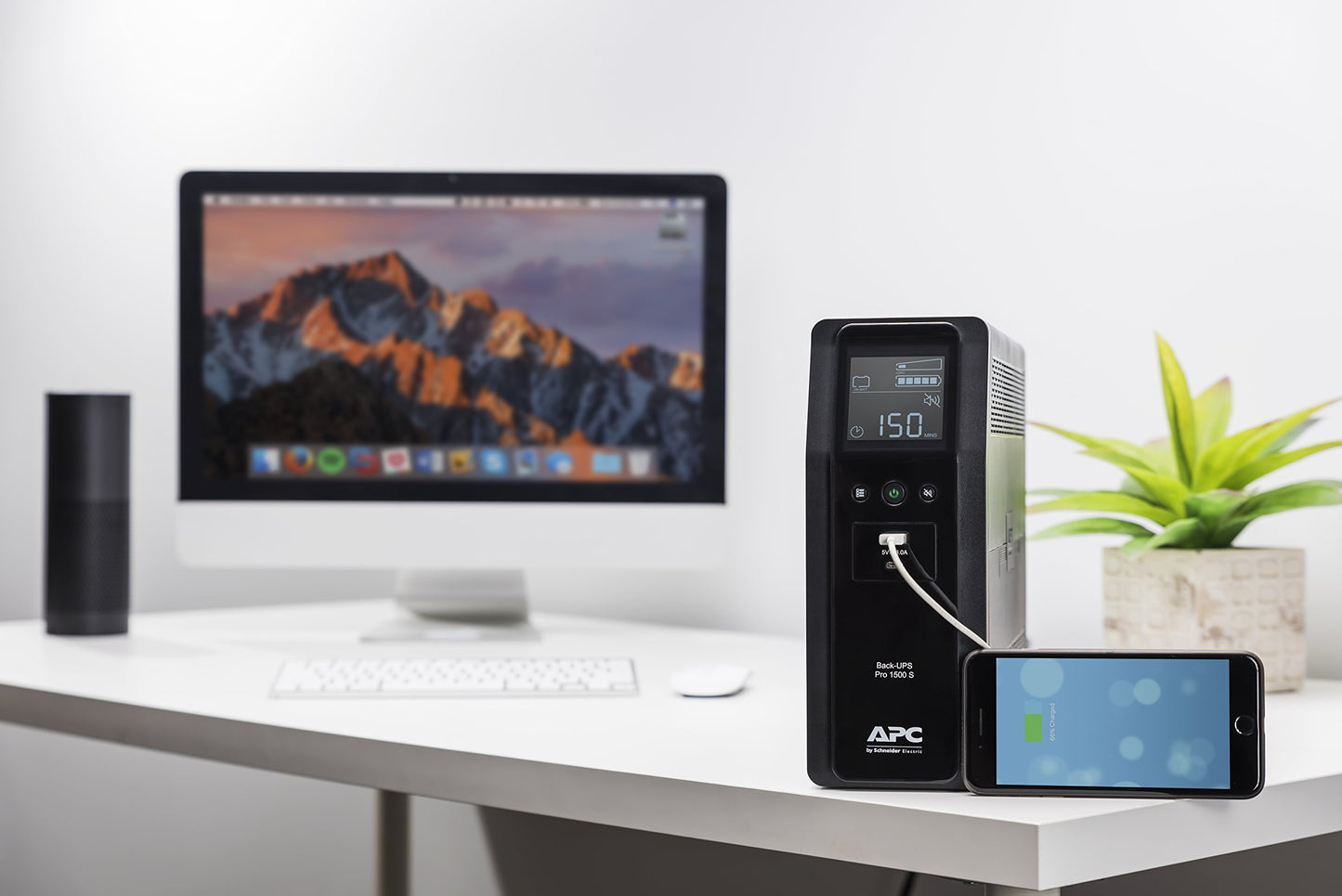 APC UPS BR1500MS, 1500VA Sine Wave UPS Battery Backup & Surge Protector, Backup Battery with AVR and LCD Display, 2 USB Charging Ports, Uninterruptible Power Supply, APC Back-UPS Pro Series (Renewed)