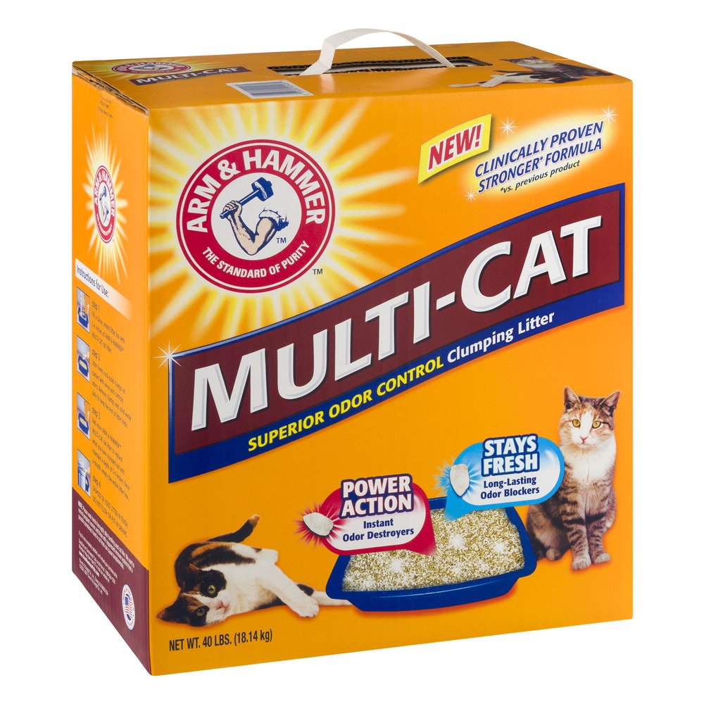 Arm and Hammer Clumping Cat Litter, Multi-Cat Strength, 40 Pound Box