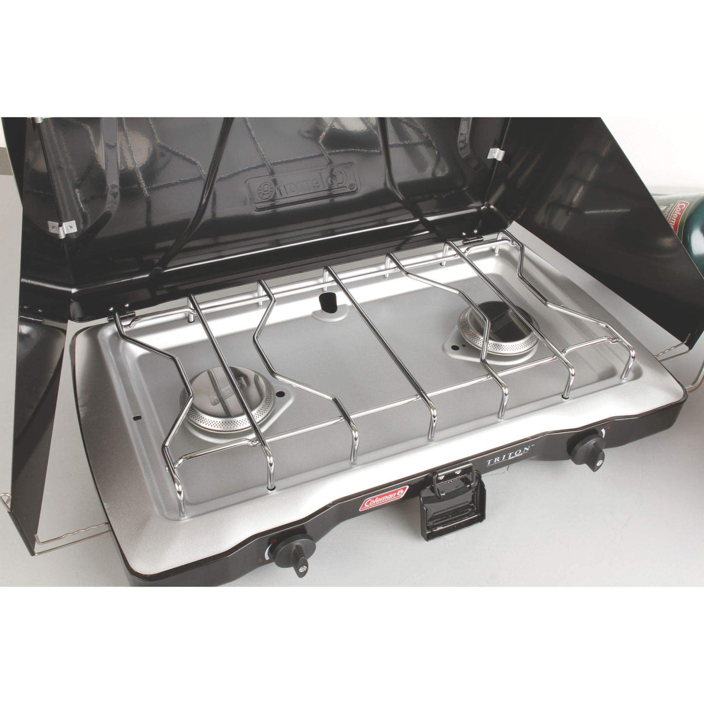 Coleman Triton 2-Burner Propane Stove, Portable Camping Cooktop with 2 Adjustable Burners & Wind Guards, 22,000 BTUs of Power for Camping, Tailgating, Grilling, BBQ, & More
