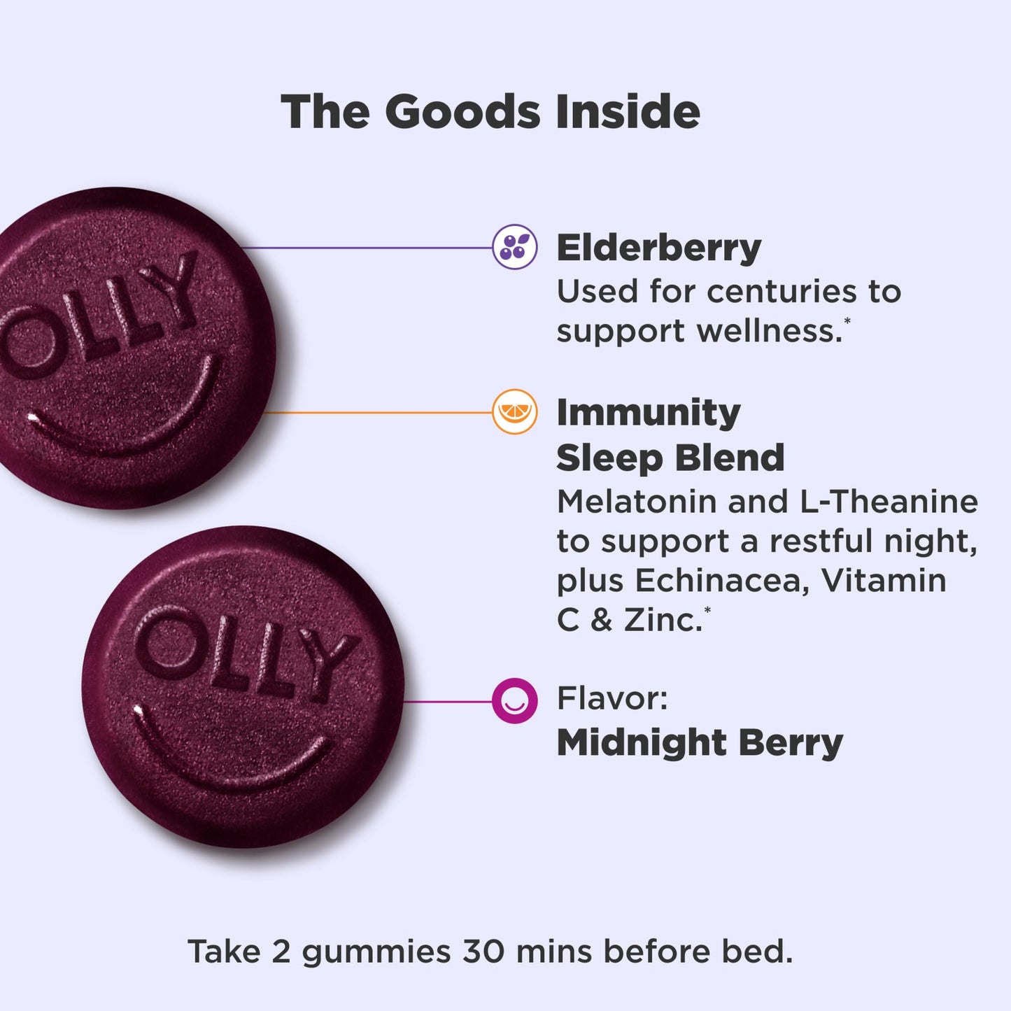OLLY Sleep Immunity Melatonin Gummy, Vitamin C, Zinc, Echinacea, 3mg Melatonin, Immune and Sleep Support, Berry - 36