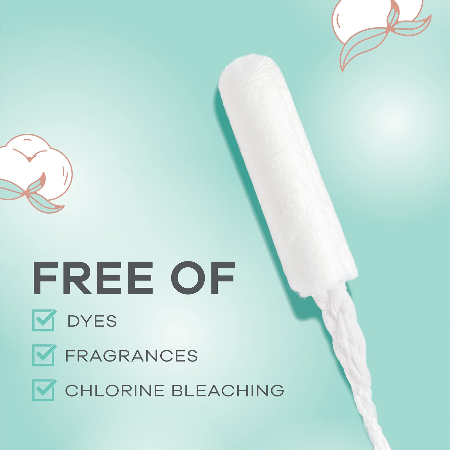 Tampax Pure Cotton Tampons, Contains 100% Organic Cotton Core, Regular/Super Absorbency, unscented, 22 Count x 3 Packs (66 Count Total)