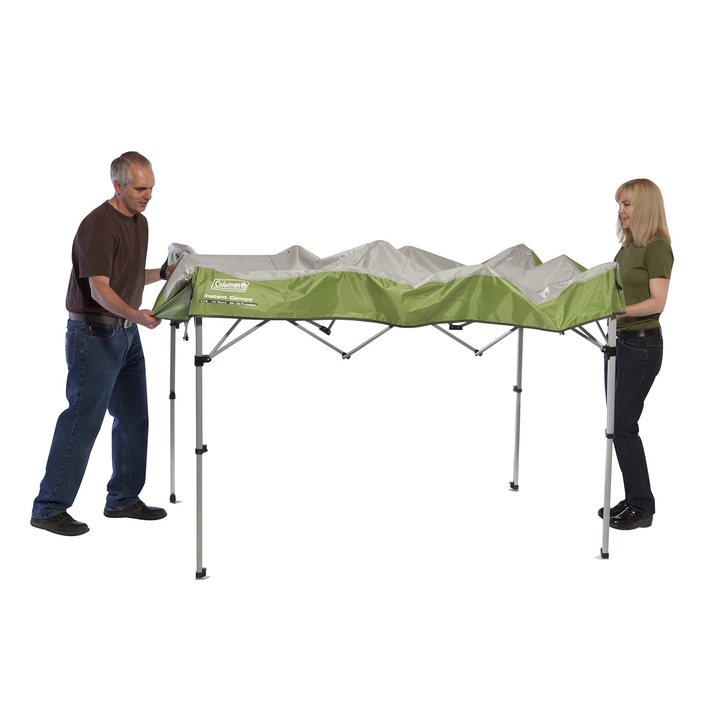 Coleman Canopy Sun Shelter with Instant Setup, Sun Shelter with Wheeled Carry Bag Sets Up in About 3 Mins, 7x5ft, 10x10ft, or 12x12ft Canopy for Sporting Events, Tailgating, Camping, & More