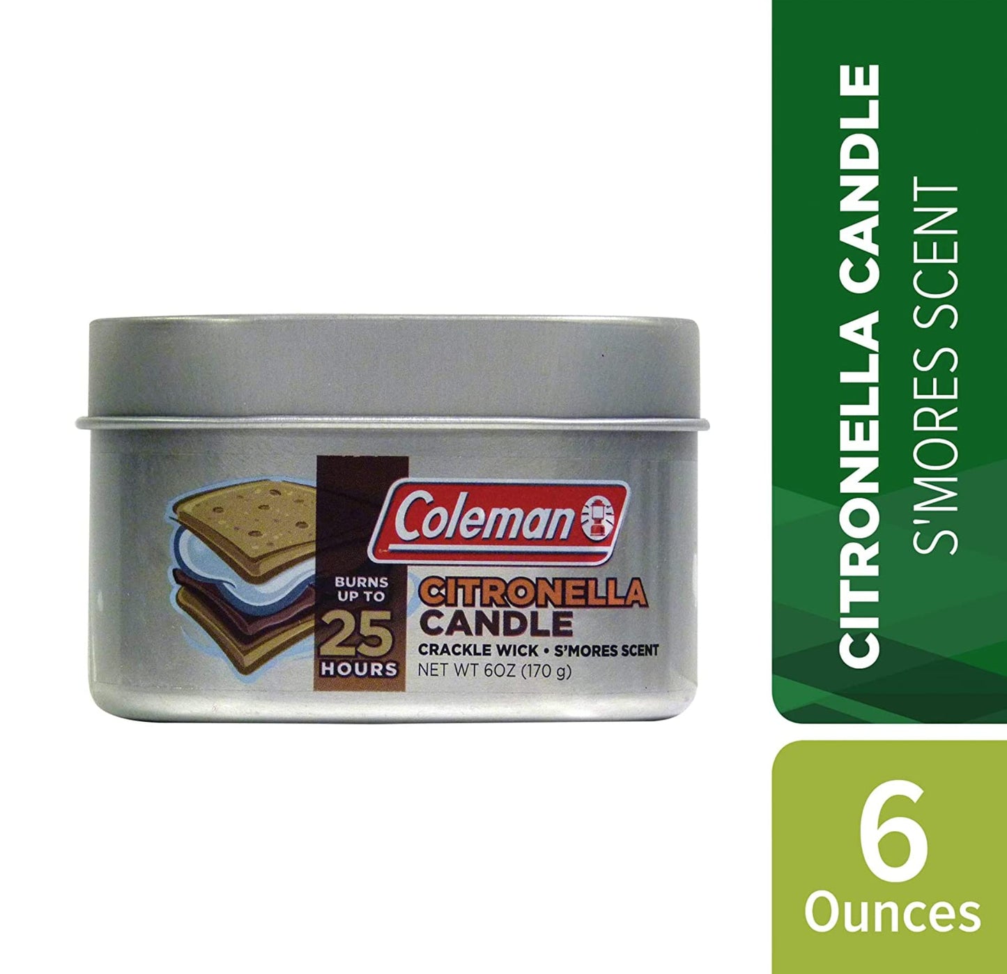 Coleman Scented Outdoor Citronella Candle with Wooden Crackle Wick - 6 oz (Pack of 6)