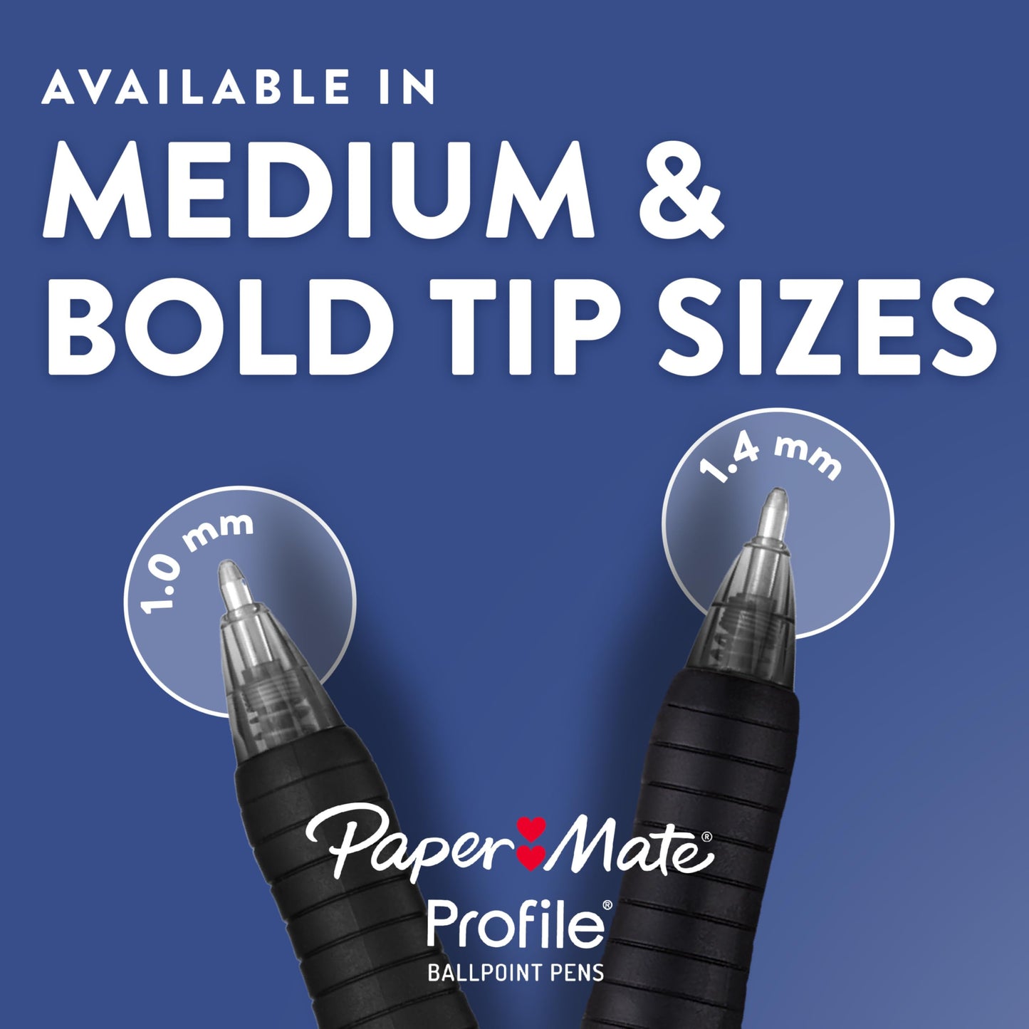 Paper Mate Profile Retractable Ballpoint Pens, Bold Point (1.4mm), Blue, 12 Count