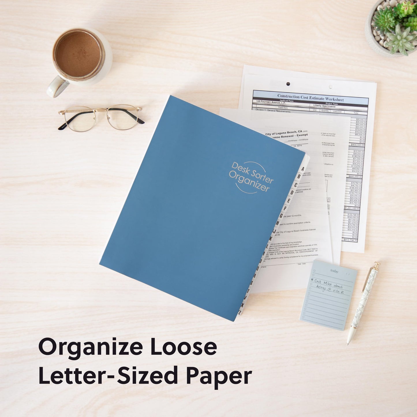 Smead Expandable Office Desk File Sorter, Office Supplies, Alphabetic (A-Z) Desk Organizer, 20 Indexing Dividers, Laminated Tabs, Letter Size, Dark Blue, Office Desk Accessories (89282)