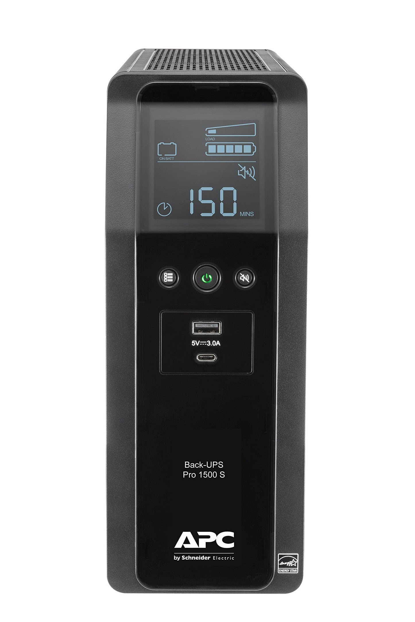 APC UPS BR1500MS, 1500VA Sine Wave UPS Battery Backup & Surge Protector, Backup Battery with AVR and LCD Display, 2 USB Charging Ports, Uninterruptible Power Supply, APC Back-UPS Pro Series (Renewed)
