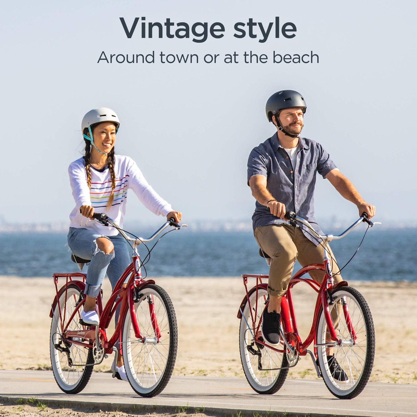 Schwinn Sanctuary 7 Comfort Beach Cruiser Bike for Adult Women Men, 7-Speed Drivetrain in Retro-Styled 18-Inch Steel Step-Over Frame, 26-Inch Wheels, with Front & Rear Fenders, Rear Cargo Rack