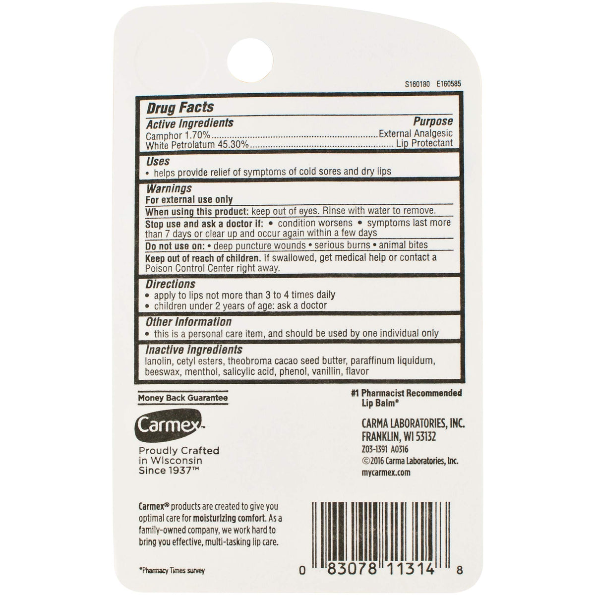 Carmex Lip Balm, 0.35 oz, Pack of 2