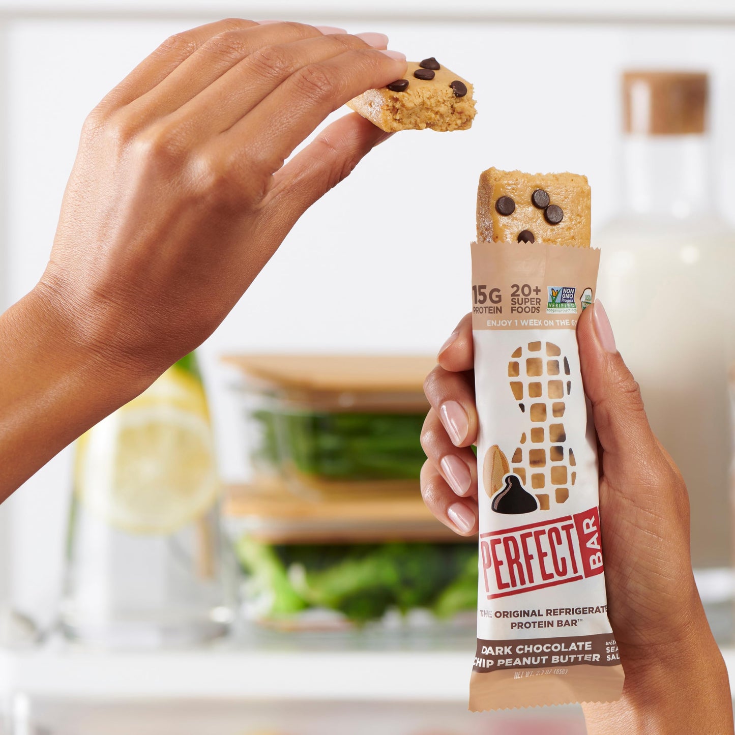 Perfect Bar Original Refrigerated Protein Bar, Dark Chocolate Chip Peanut Butter, 2.3 Ounce Bar, 8 Count (Pack of 3)