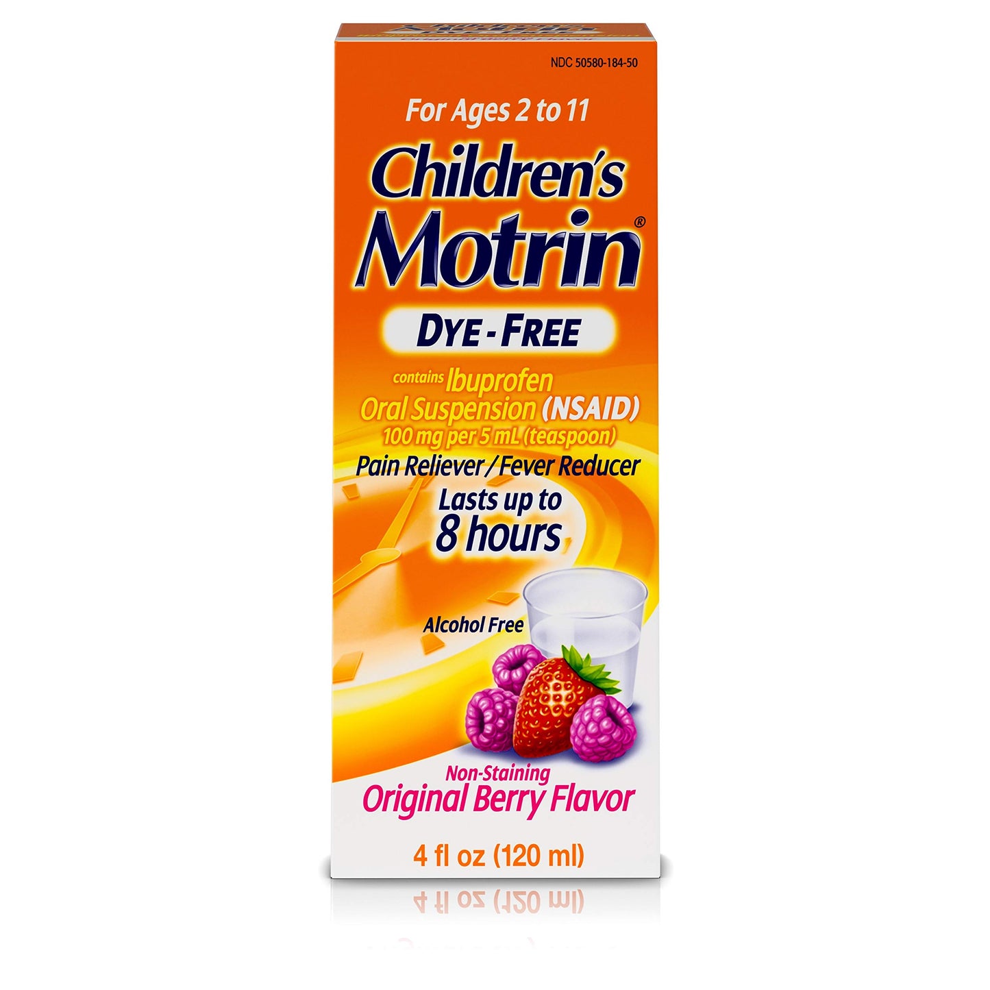 Motrin Children's Oral Suspension Dye-Free, Ibuprofen, Fever Reducer, Berry, 4 Fl.Oz