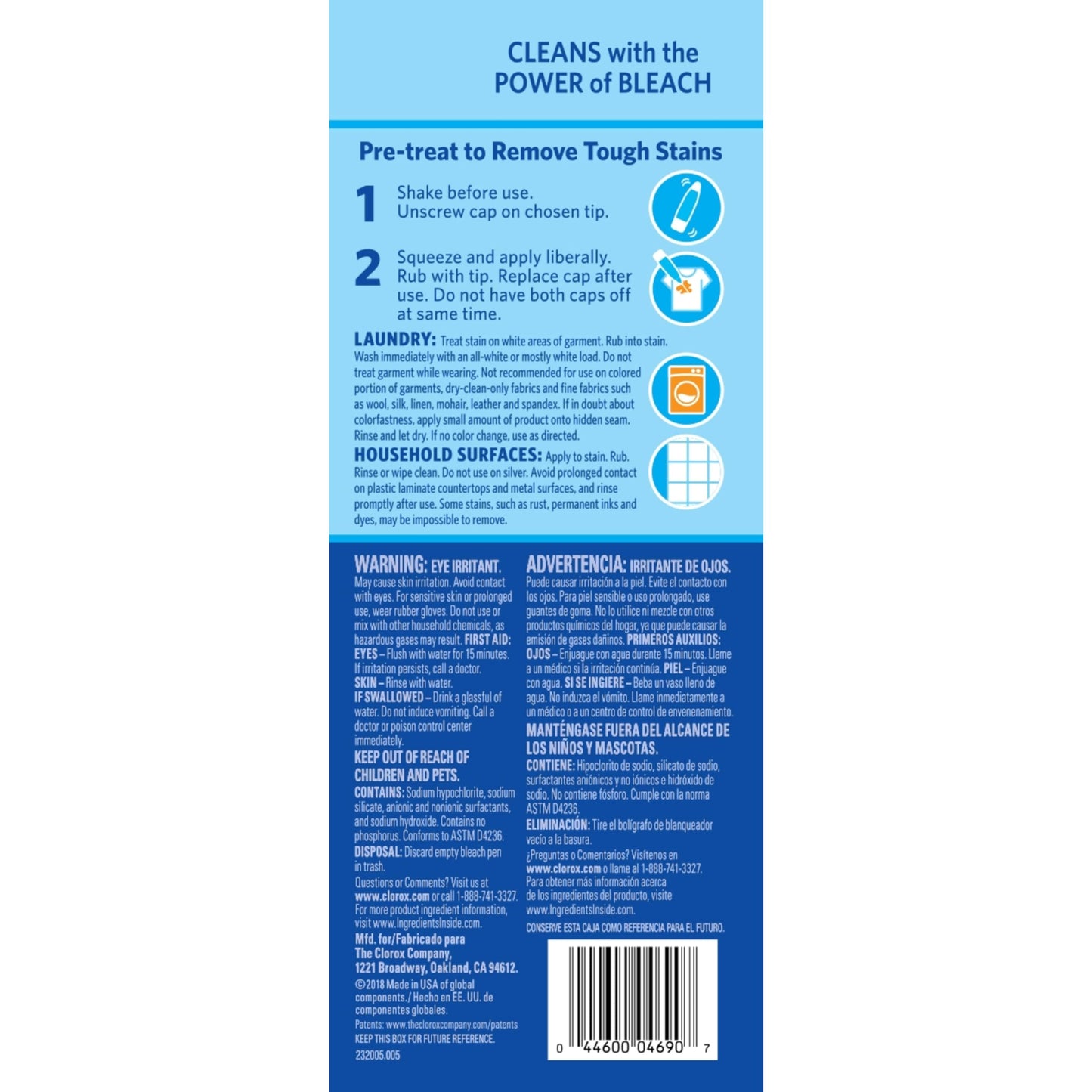 Clorox Bleach Pens, Zero Splash Stain Remover Pen, Spot Cleaner, 2 Ounces (Pack of 4)
