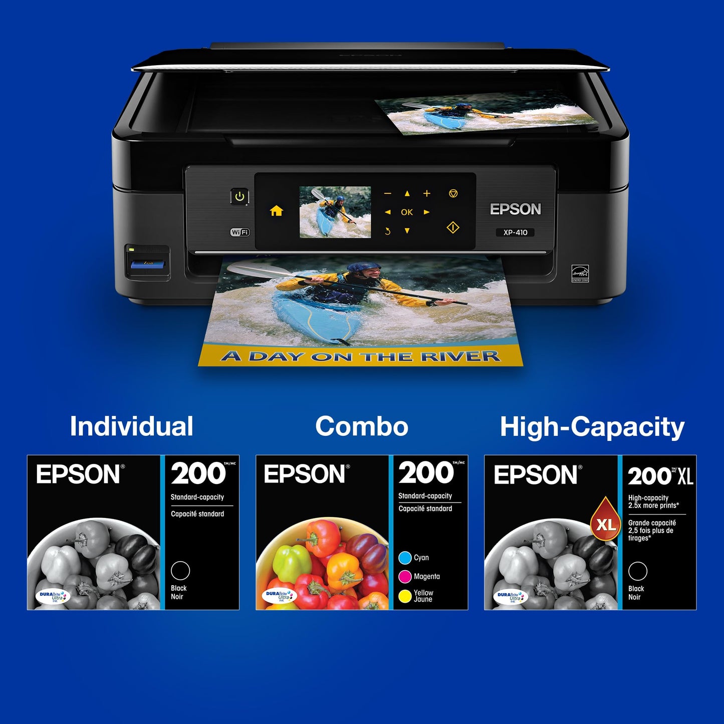 EPSON 200 DURABrite Ultra Ink Standard Capacity Cyan Cartridge (T200220-S) Works with WorkForce WF-2520, WF-2530, WF-2540, Expression XP-200, XP-300, XP-310, XP-400, XP-410