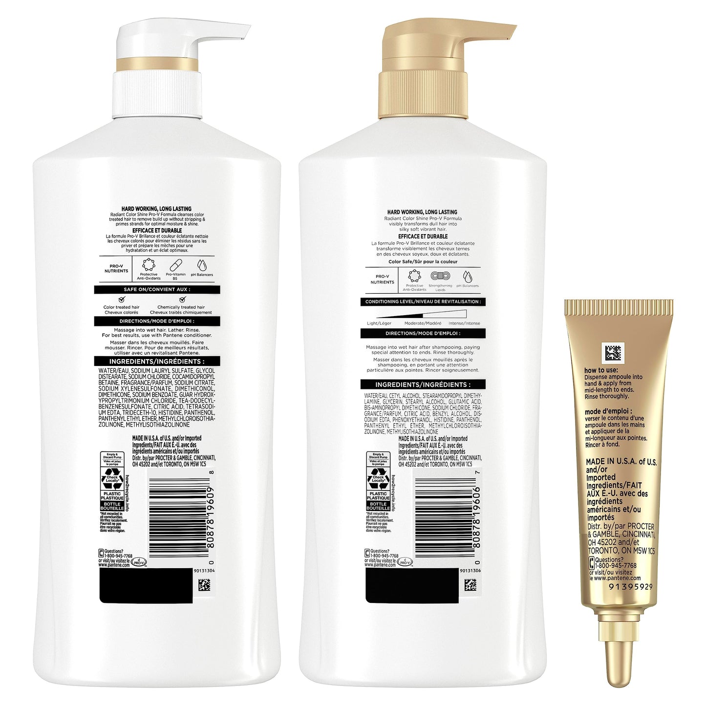 Pantene Shampoo, Conditioner and Hair Treatment Set, Radiant Color Shine, Safe for Color-Treated Hair
